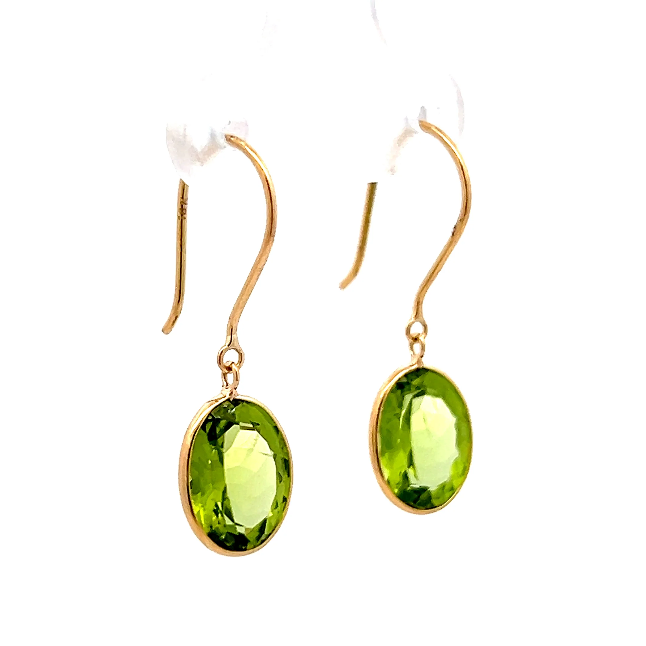 5.10 Oval Peridot Drop Earrings in 18k Yellow Gold - Image 3