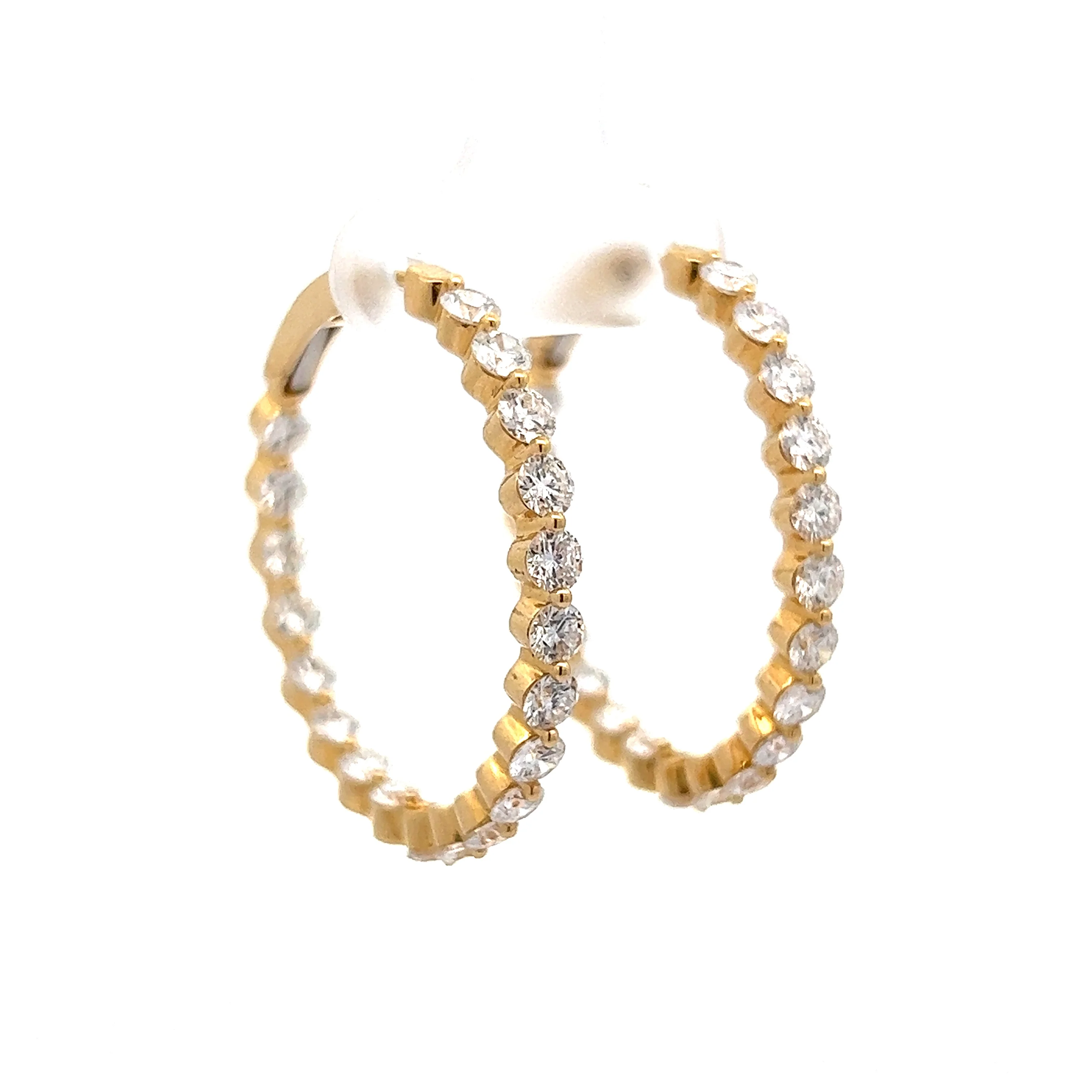 5.12 Diamond & Yellow Gold Hoop Earrings in 18K - Image 3