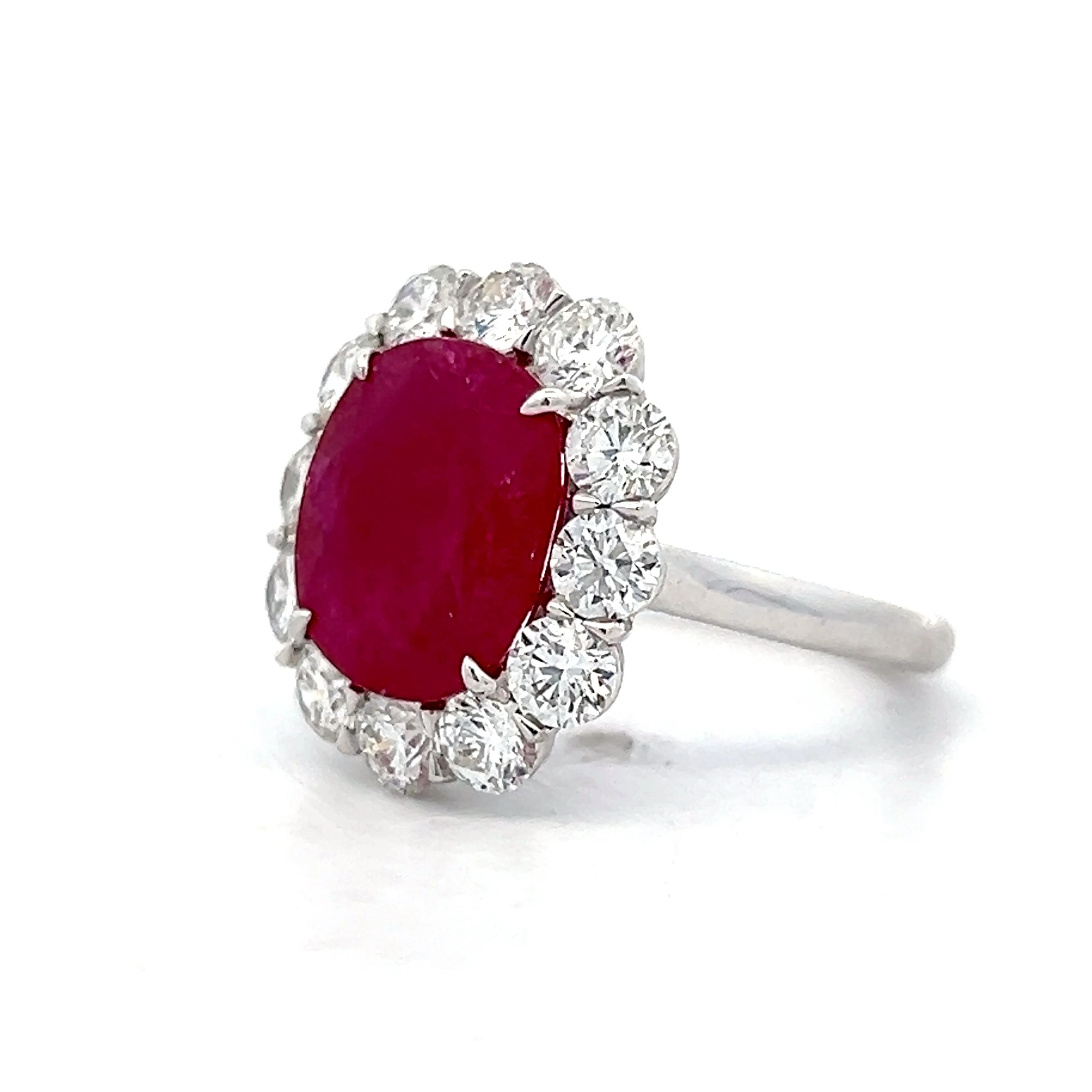 5.14 Cushion Cut Ruby & Diamond Cocktail Ring in Platinum - Image 2