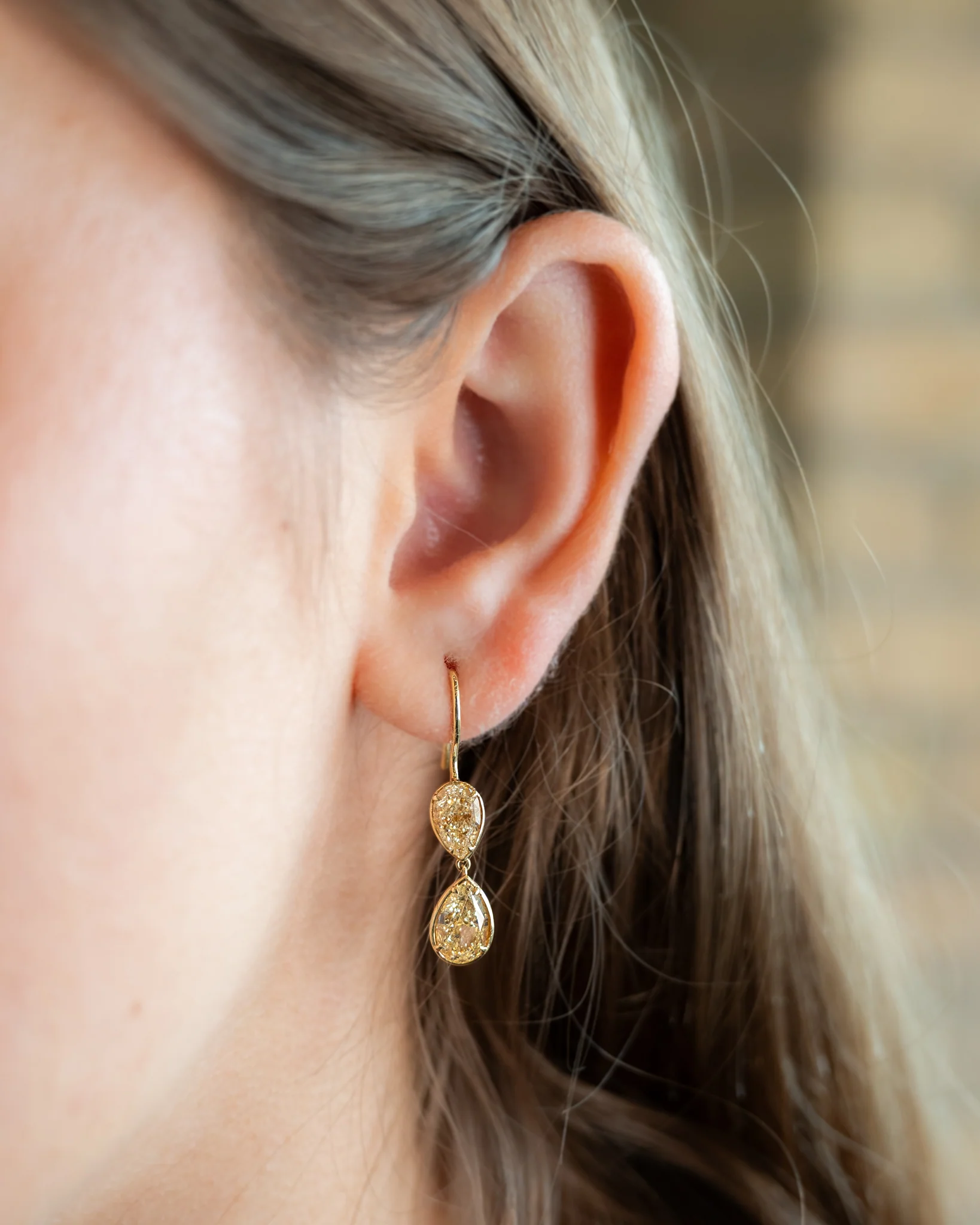 5.20 Pear Diamond Drop Earrings in 18k - Image 5