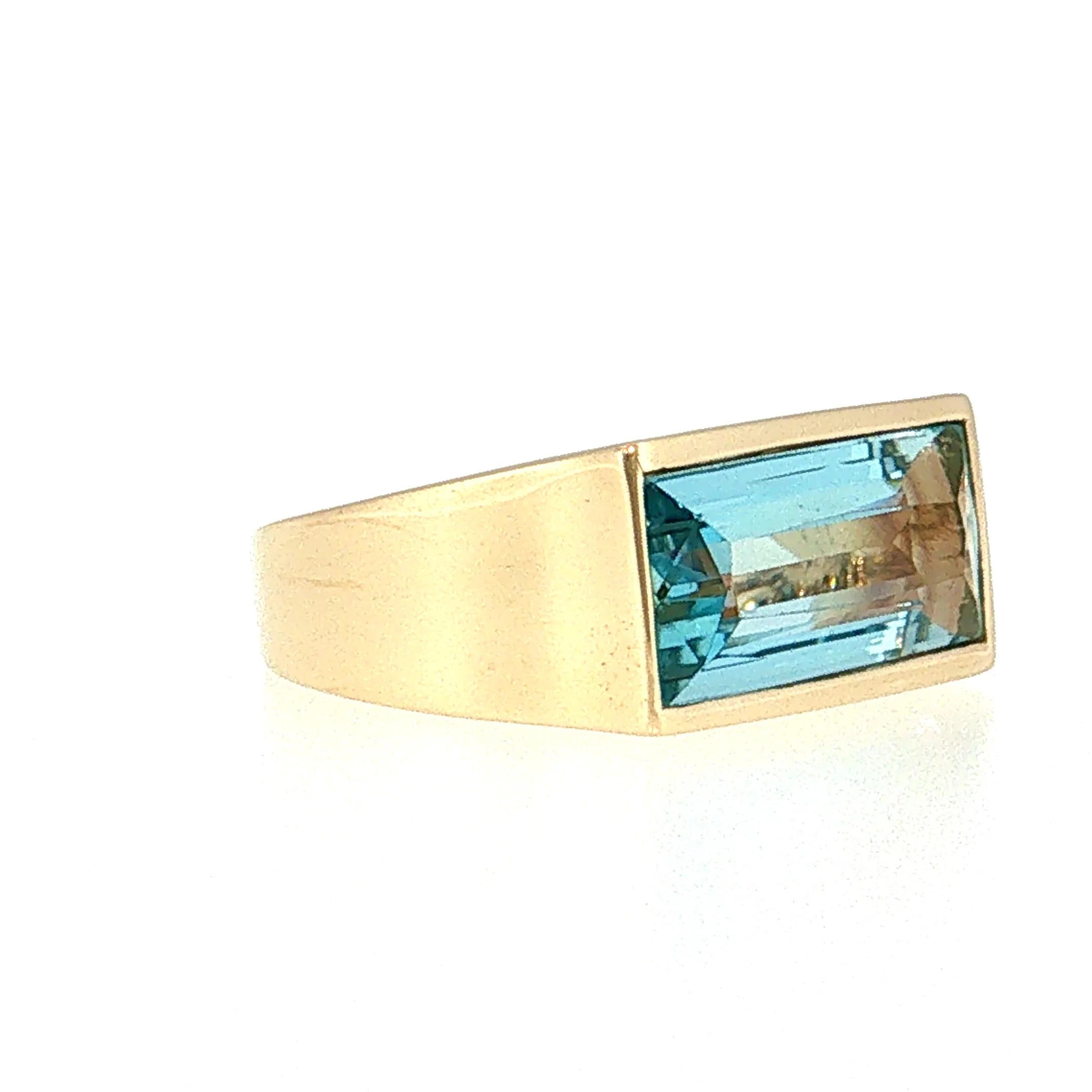 5.21 Aquamarine Emerald Cut Cocktail Ring 14k - Image 3