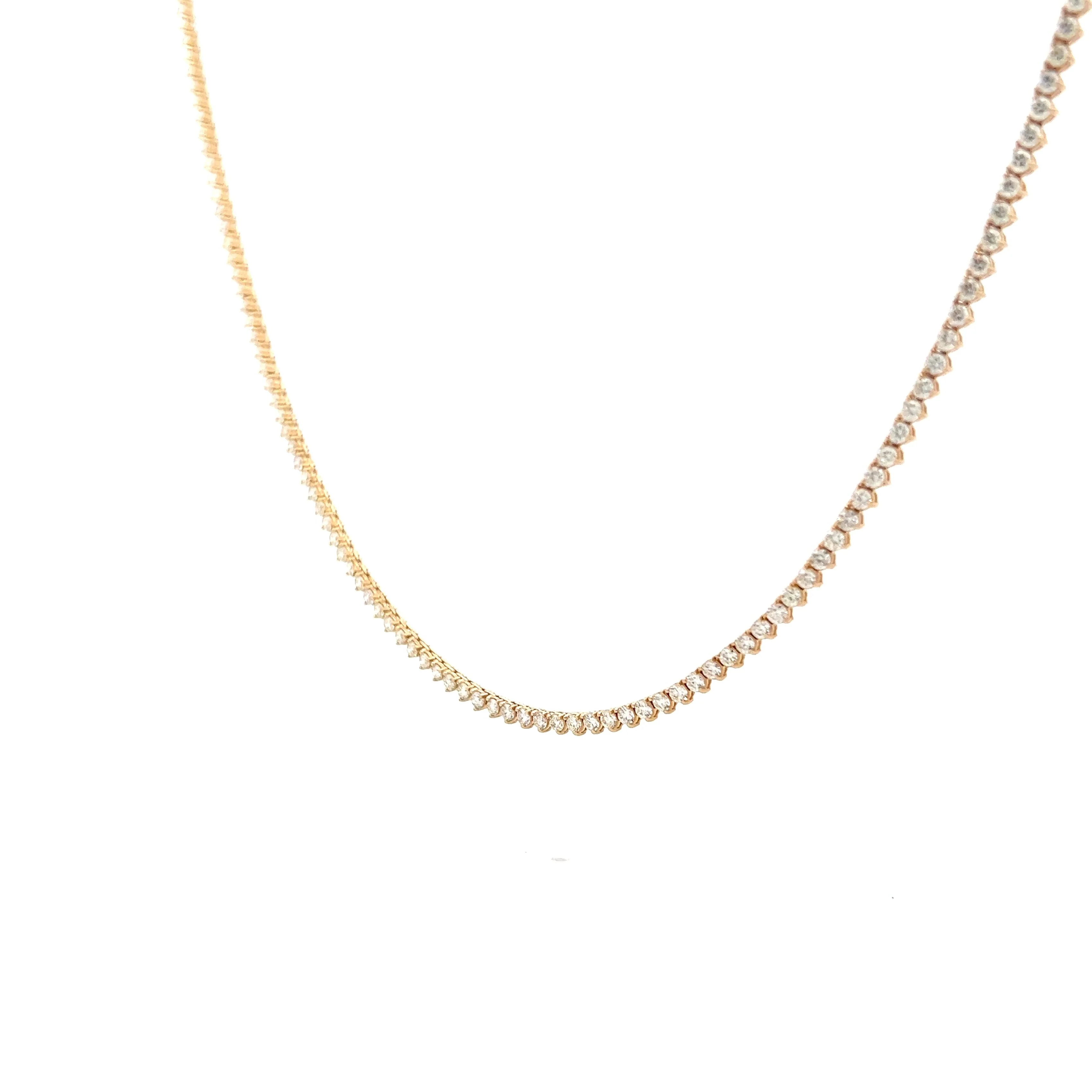 5.38 Diamond Tennis Necklace in 14k Yellow Gold - Image 2