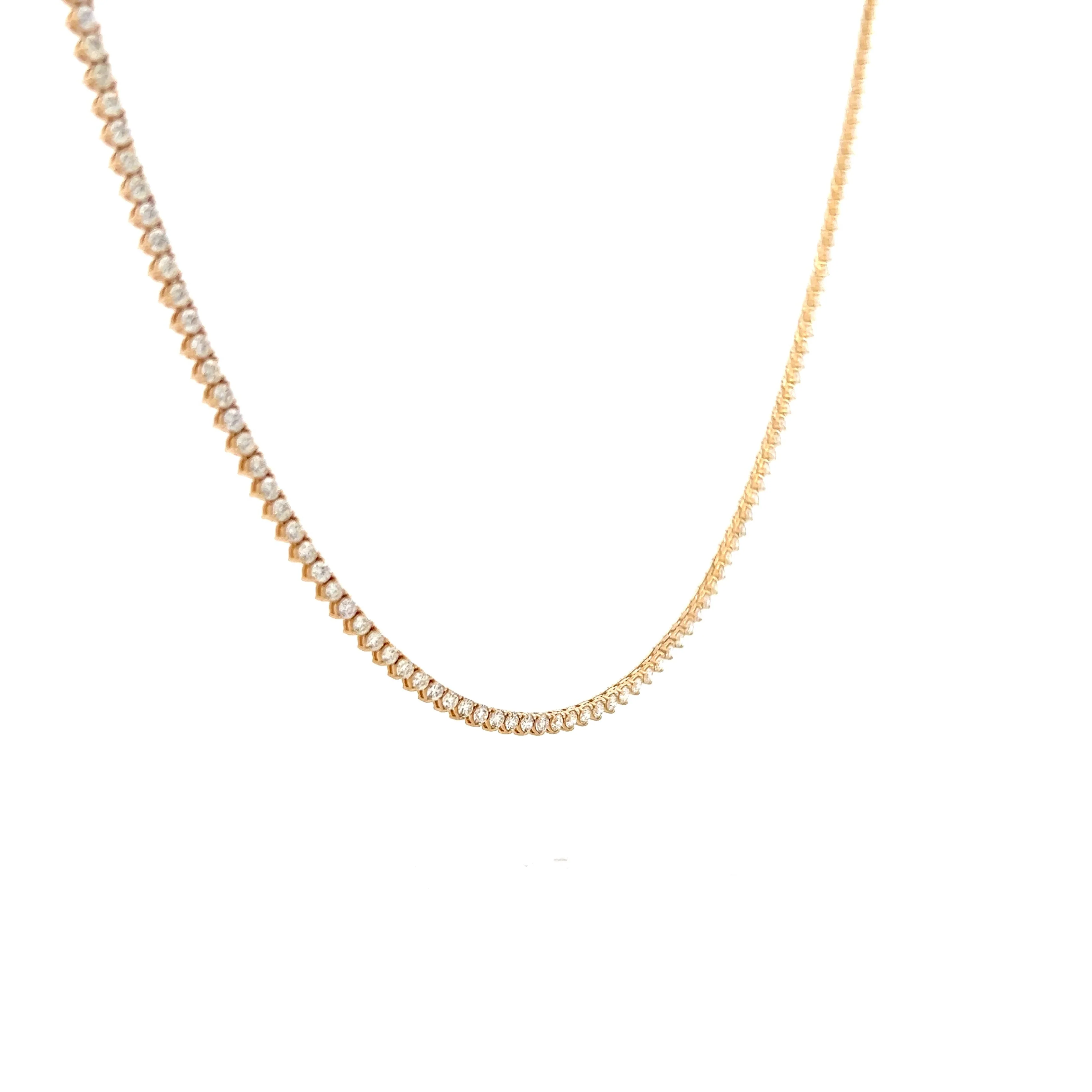 5.38 Diamond Tennis Necklace in 14k Yellow Gold - Image 3