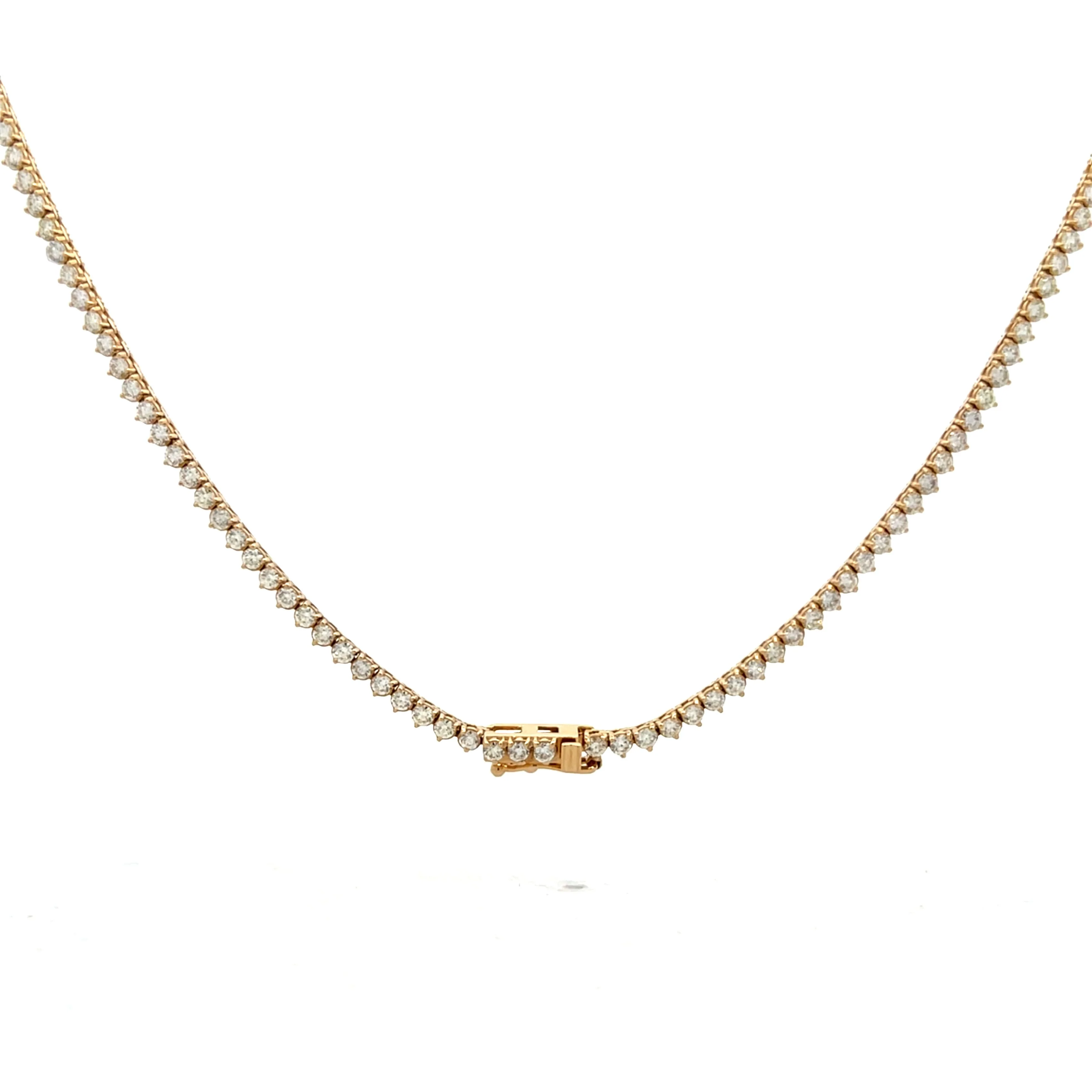 5.38 Diamond Tennis Necklace in 14k Yellow Gold - Image 4