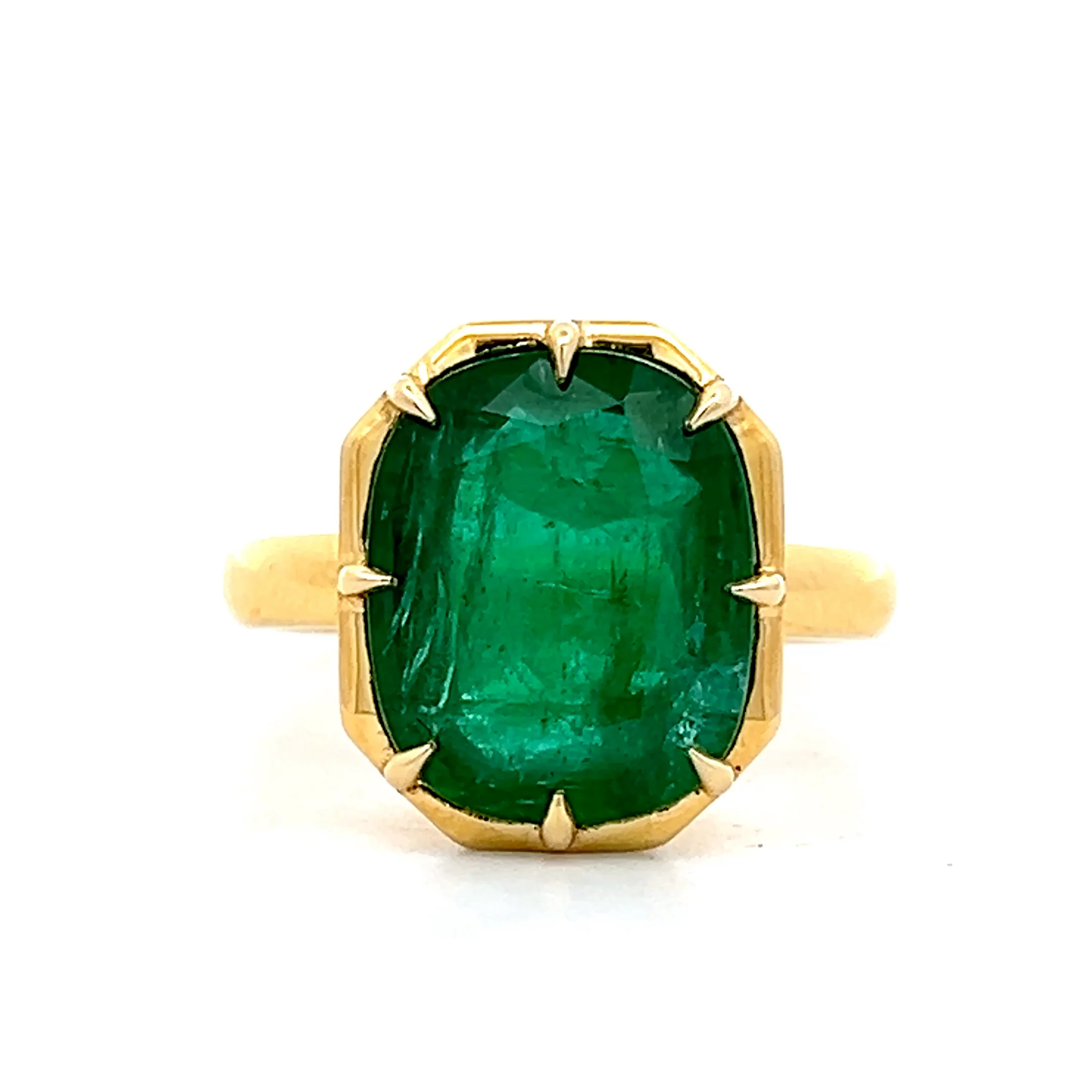 5.45 Cushion Cut Emerald Cocktail Ring in 18k - Image 3