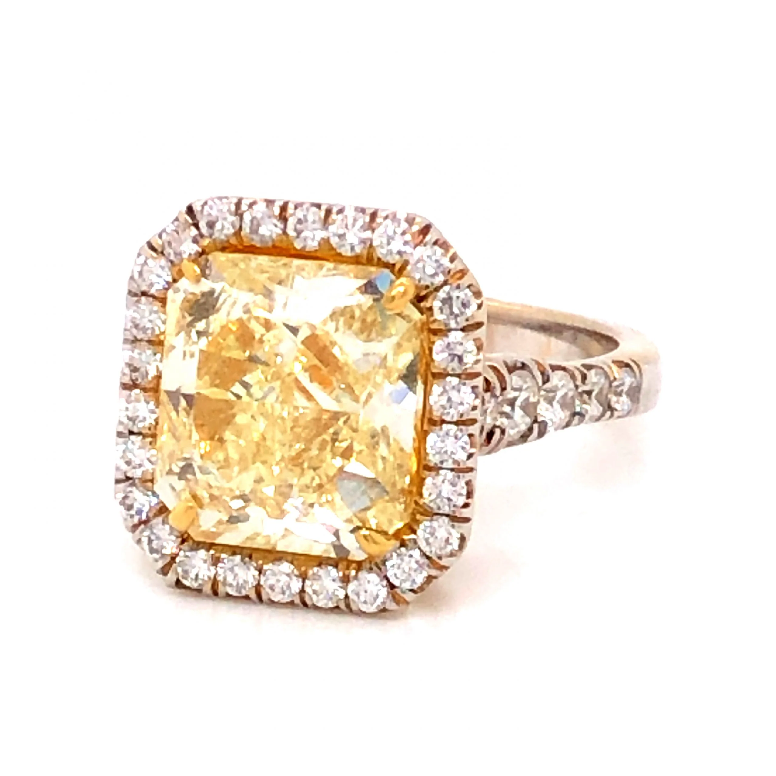 5.90 Fancy Yellow Diamond Engagement Ring in Platinum & 18k - Image 2
