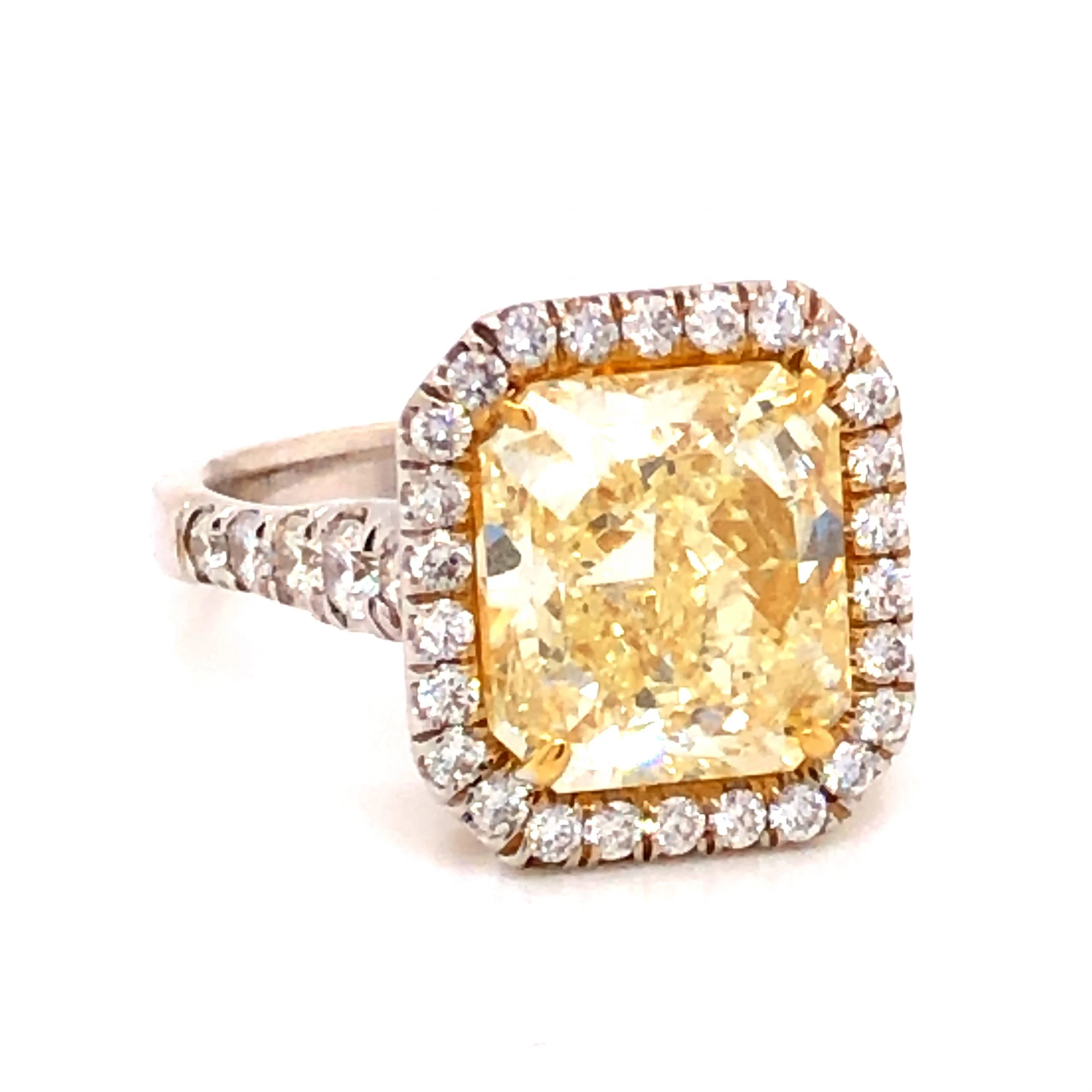 5.90 Fancy Yellow Diamond Engagement Ring in Platinum & 18k - Image 3