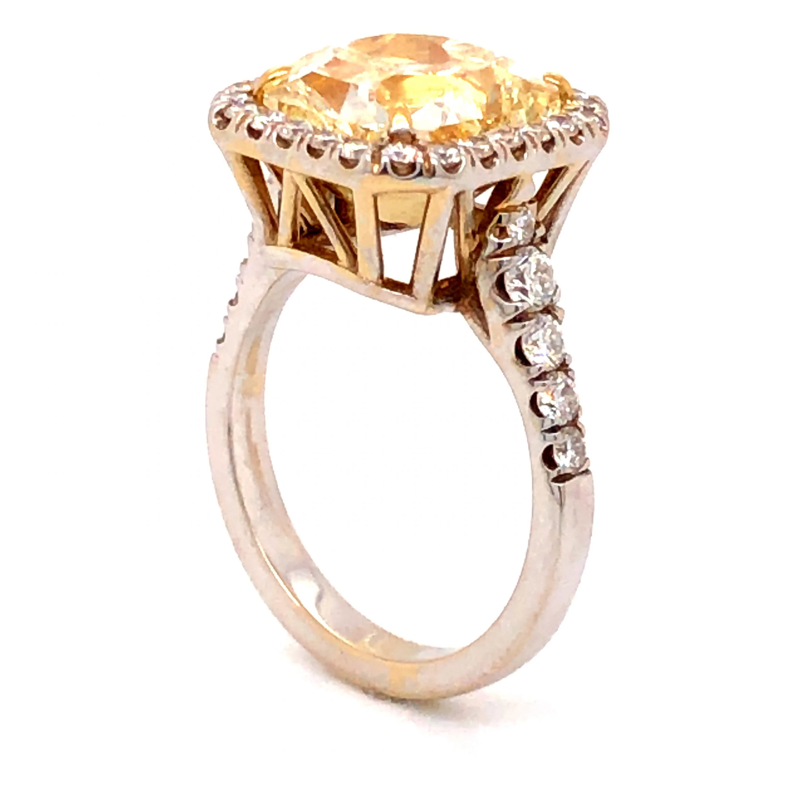 5.90 Fancy Yellow Diamond Engagement Ring in Platinum & 18k - Image 4