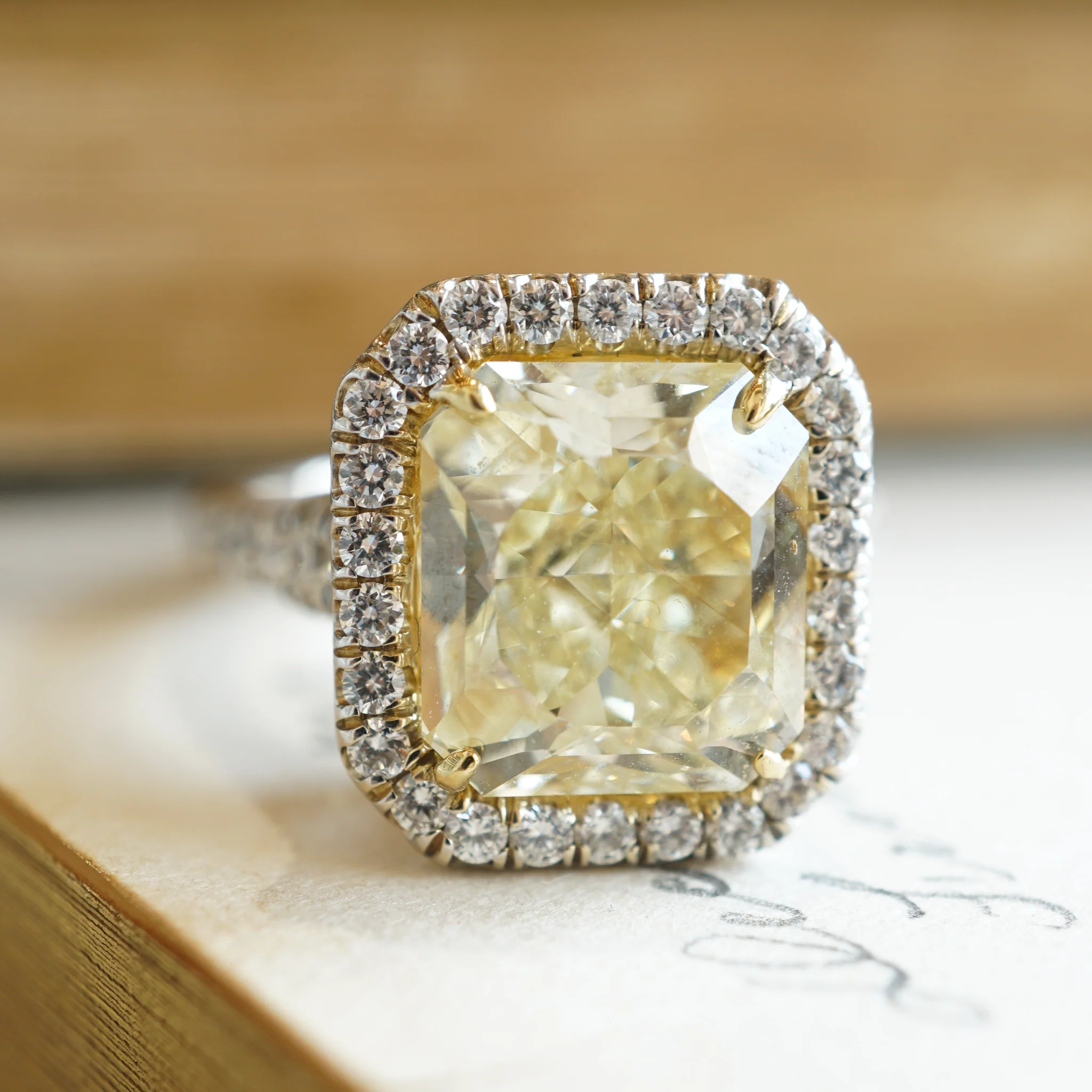 5.90 Fancy Yellow Diamond Engagement Ring in Platinum & 18k - Image 5