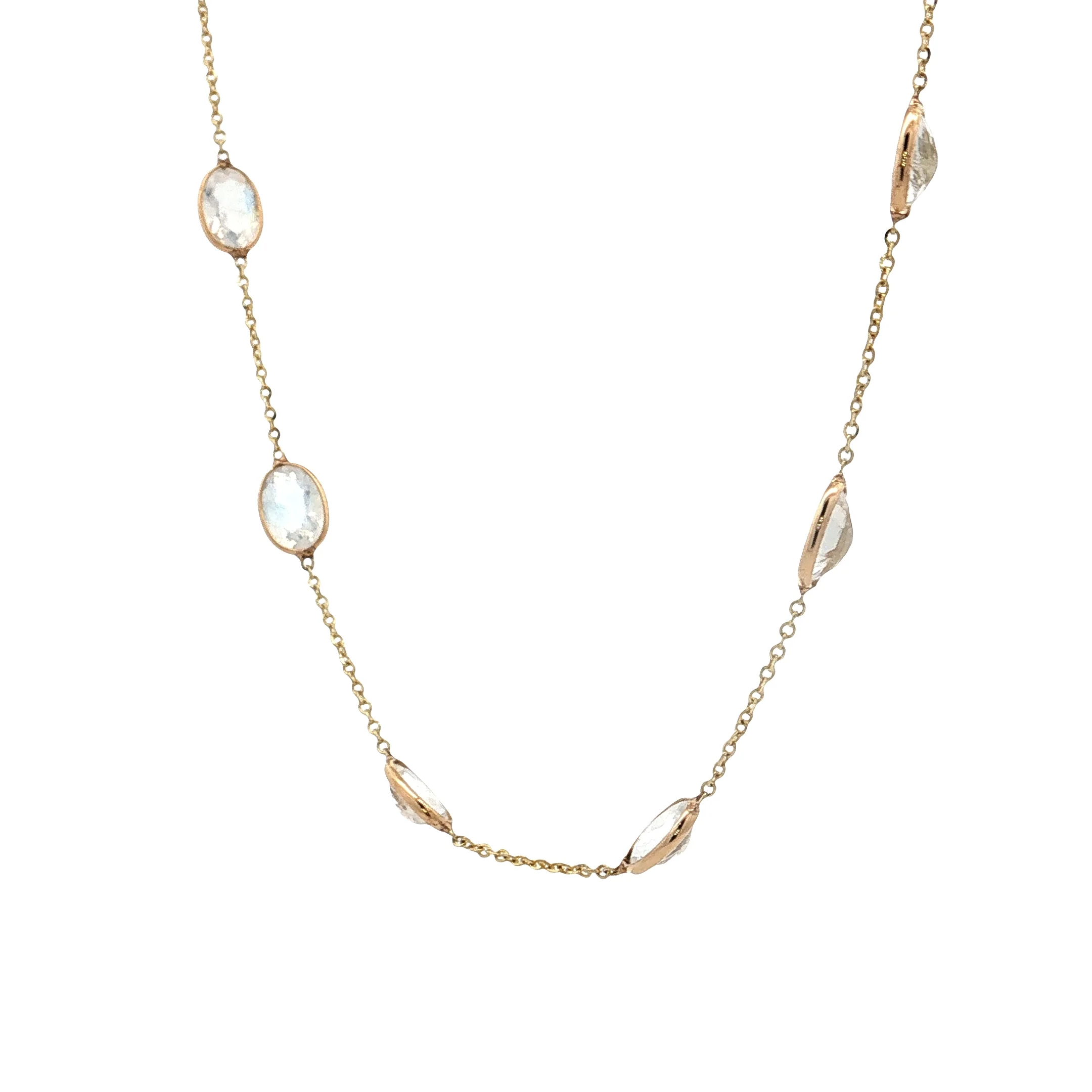 5.95 Oval Cut Moonstone Necklace 14k Yellow Gold - Image 2