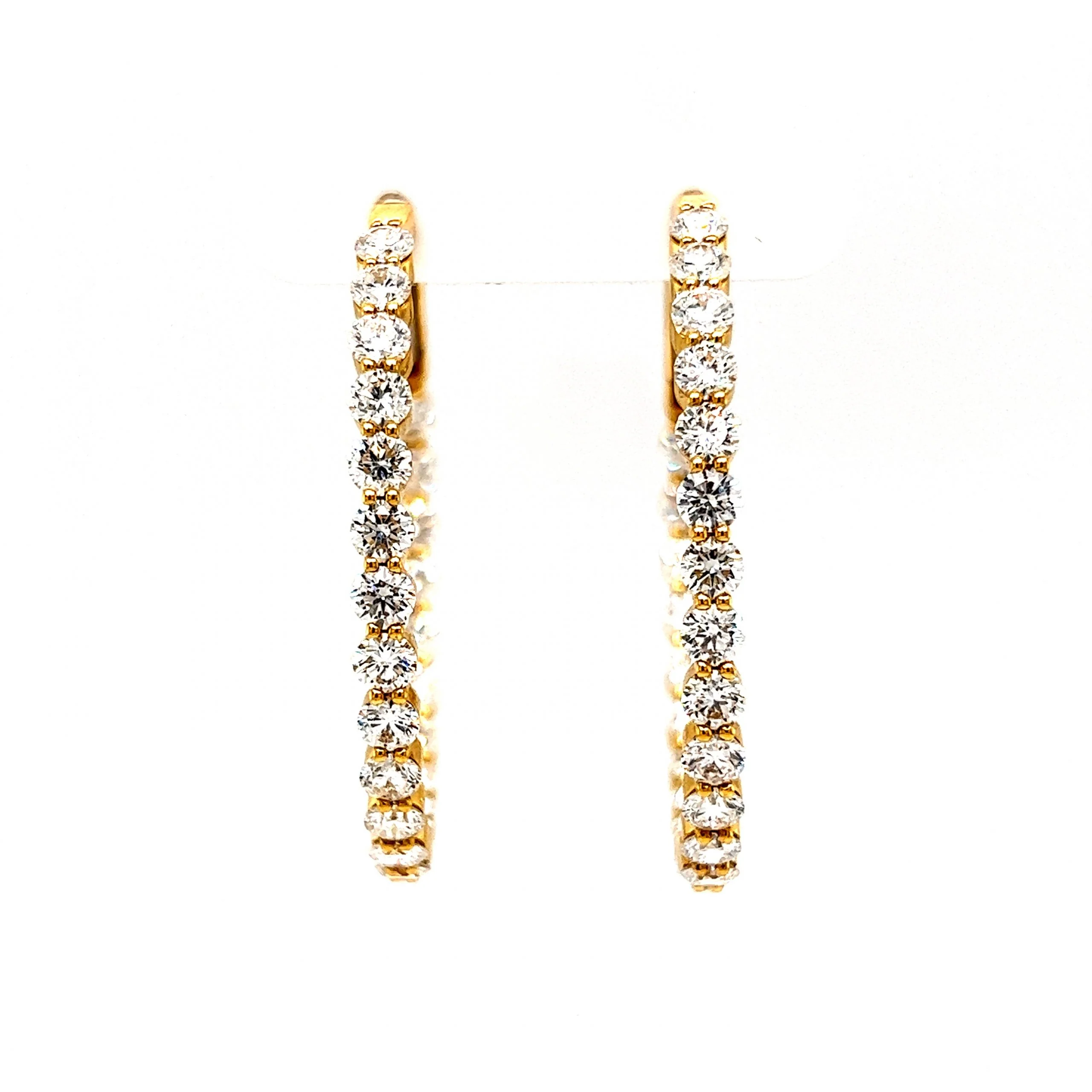 5.98 Round Brilliant Diamond Hoop Earrings in 18k Yellow Gold