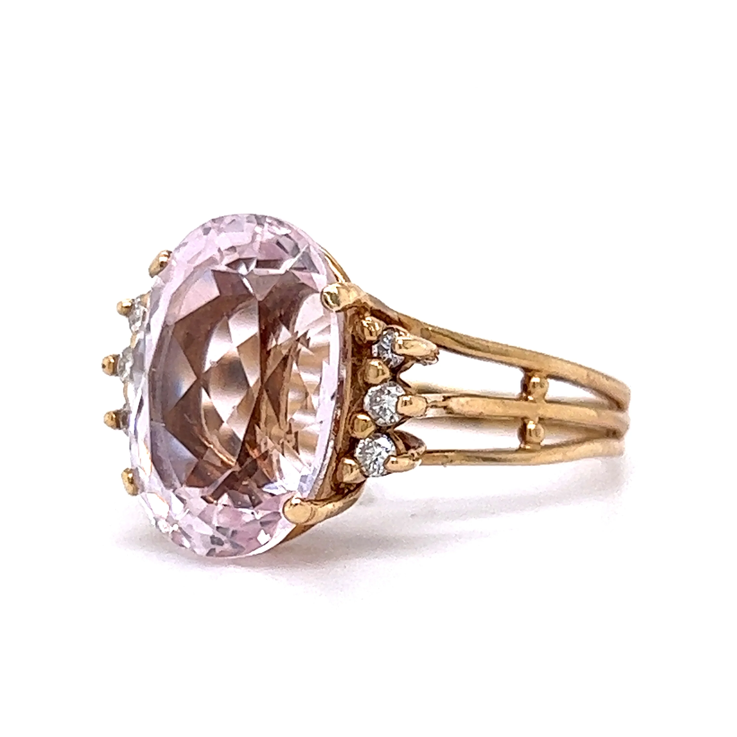5.99 Vintage Kunzite Cocktail Ring in 14k Yellow Gold - Image 2