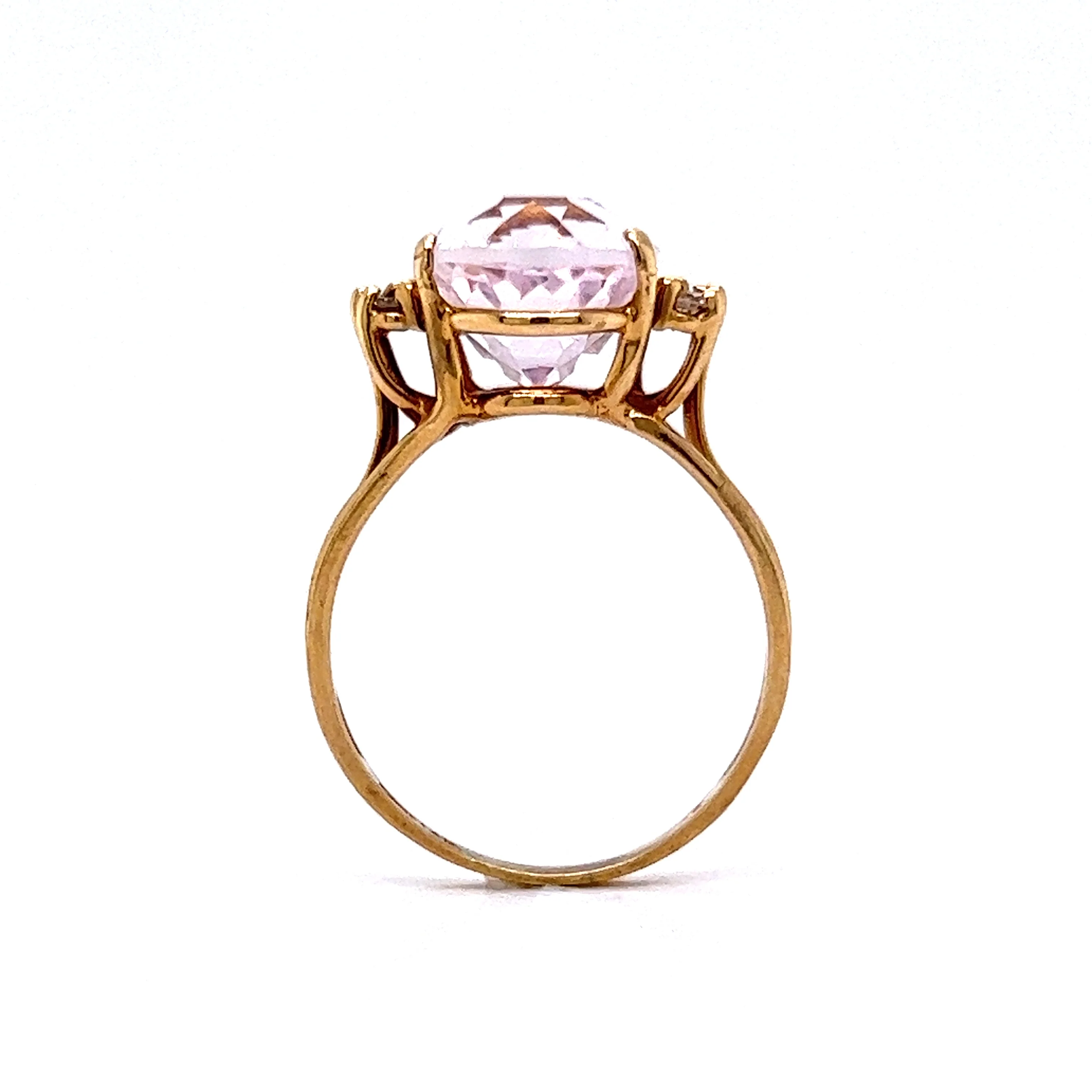 5.99 Vintage Kunzite Cocktail Ring in 14k Yellow Gold - Image 4
