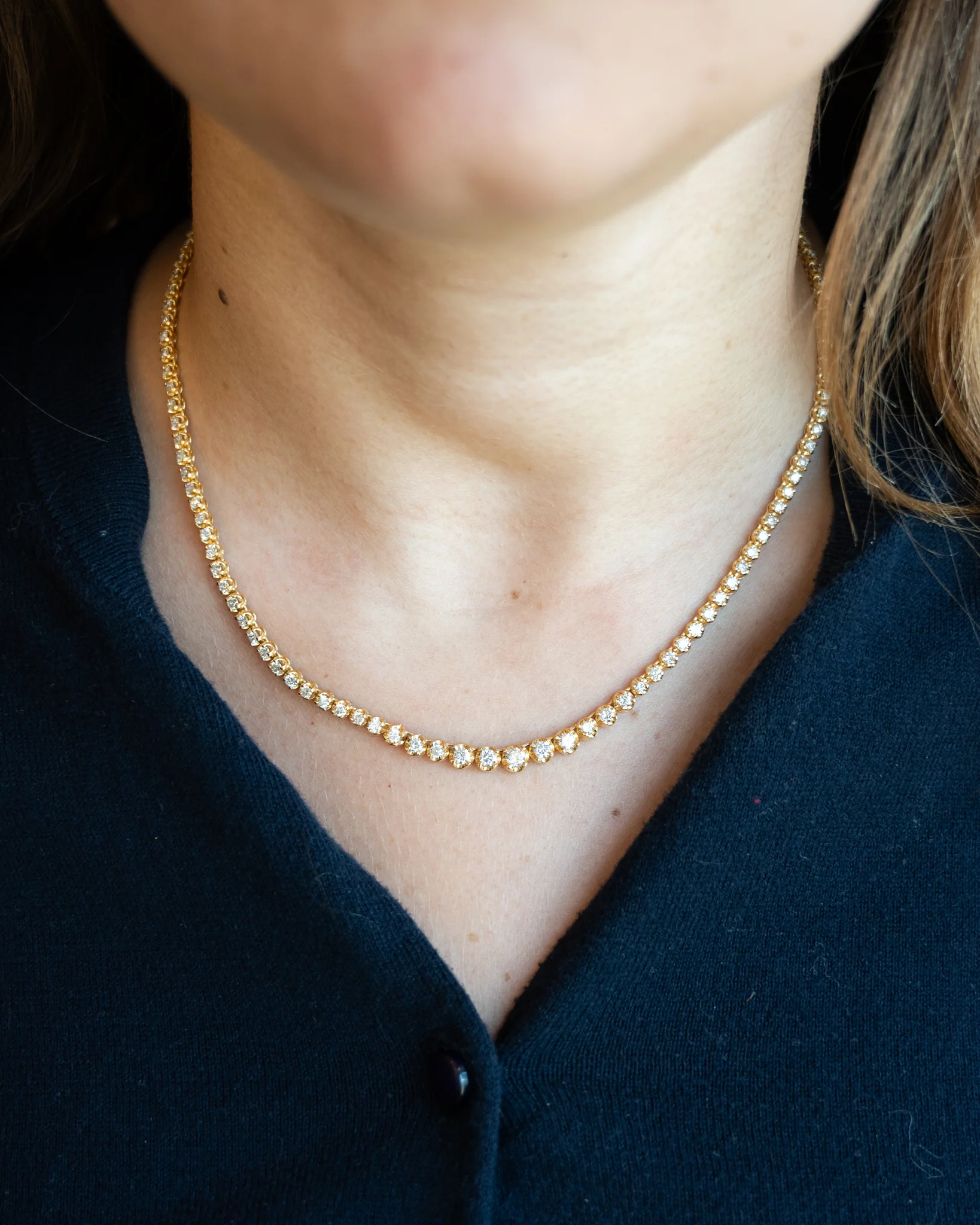 5 Carat Diamond Riviera Necklace in 18k Yellow Gold - Image 5