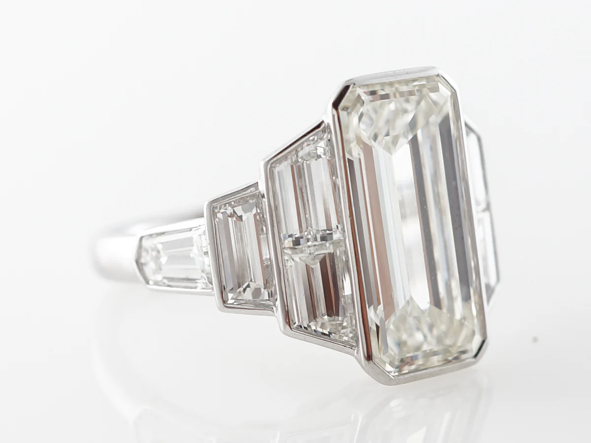 5 Carat Emerald Cut Diamond Engagement Ring in Platinum - Image 3