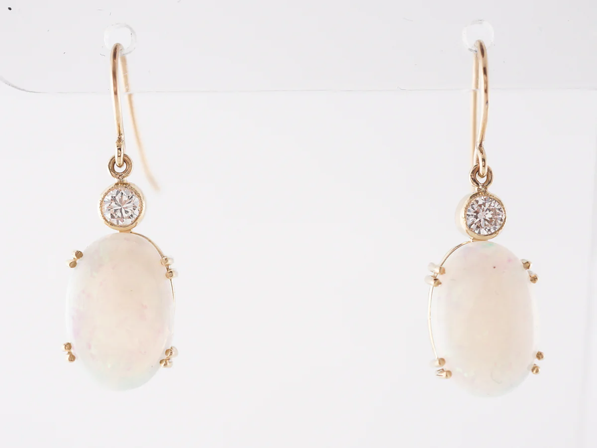 5 Carat Opal & Diamond Earrings in Yellow Gold