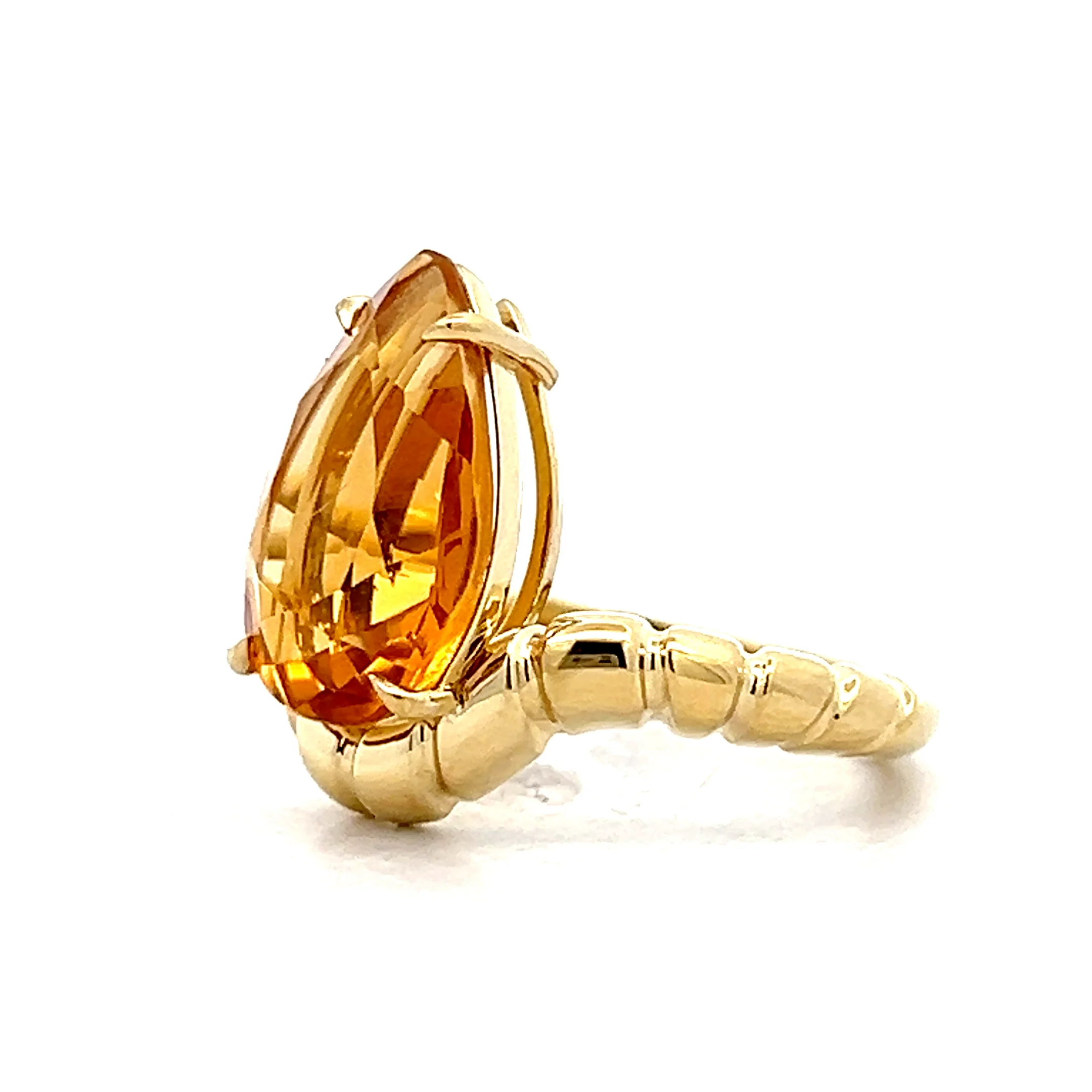 5 Carat Pear Cut Citrine Cocktail Ring in 18k - Image 2