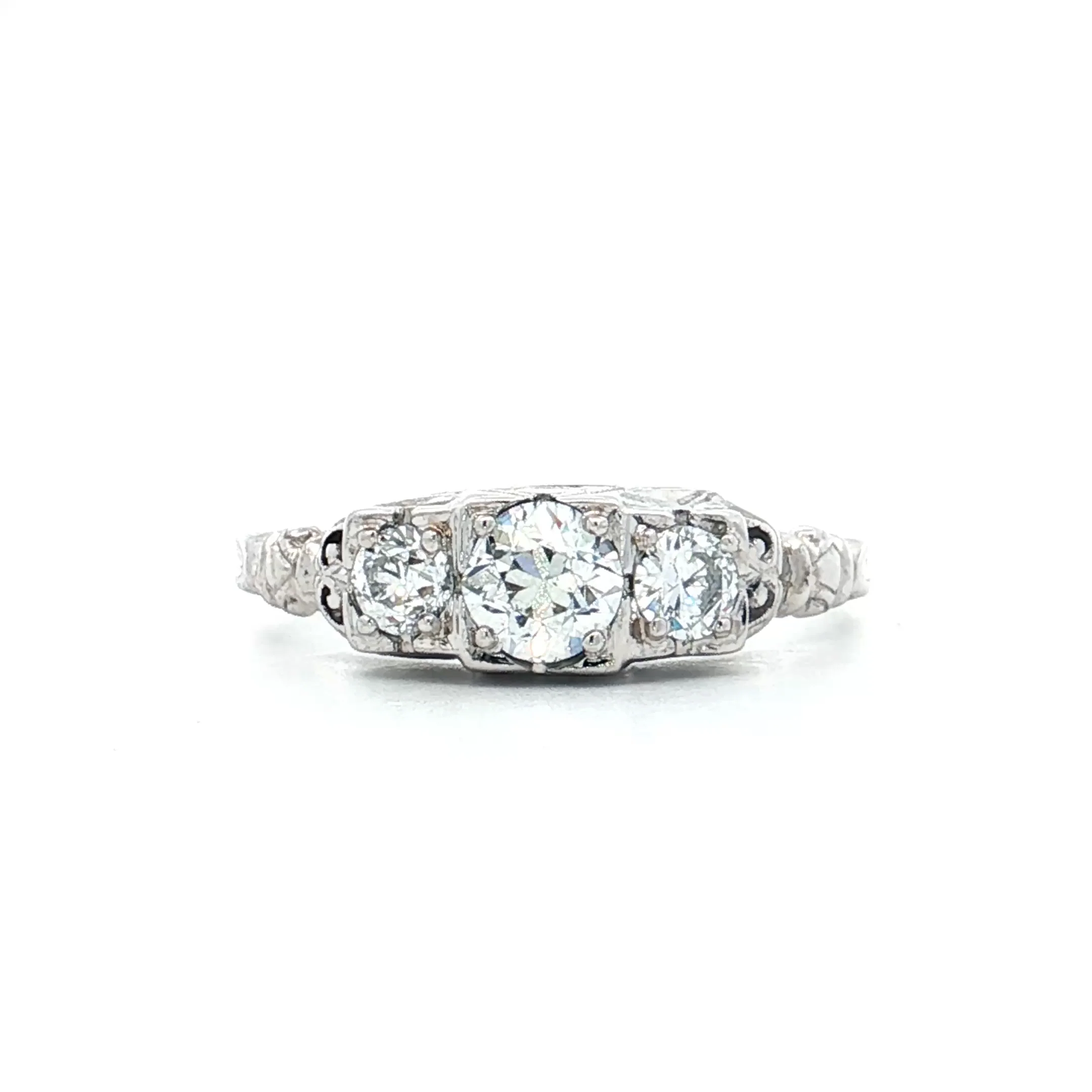 .50 Antique European Cut Diamond Engagement Ring 18k