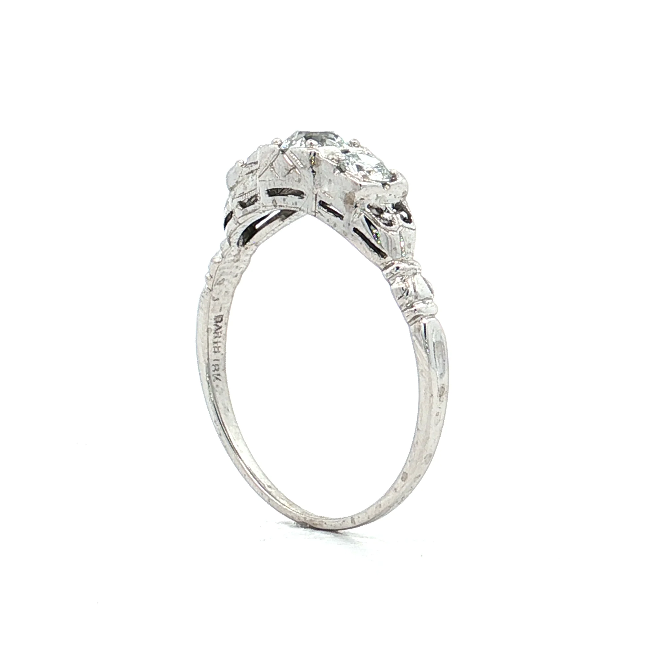 .50 Antique European Cut Diamond Engagement Ring 18k - Image 5