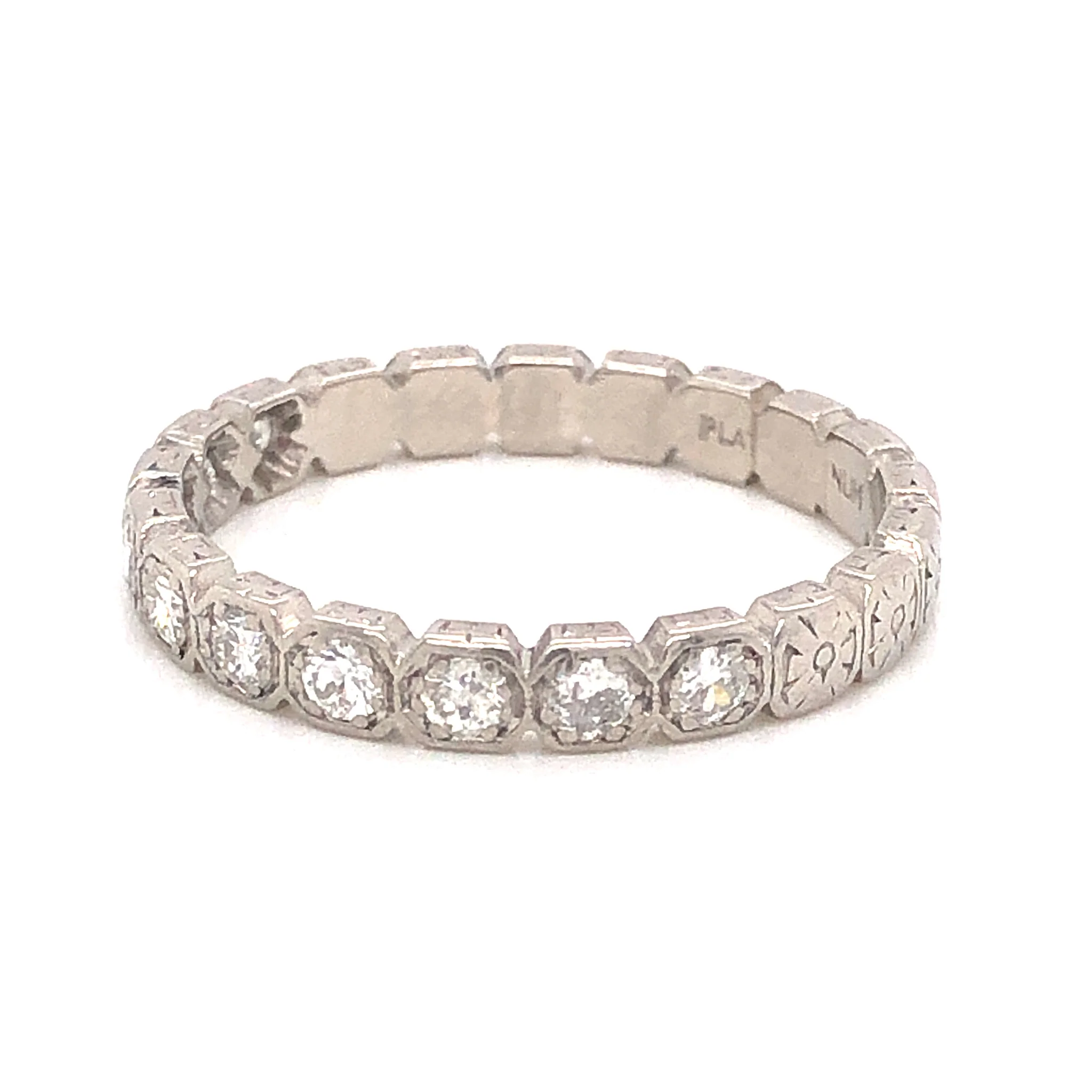 .50 Art Deco Bezel Diamond Wedding Band in Platinum - Image 2