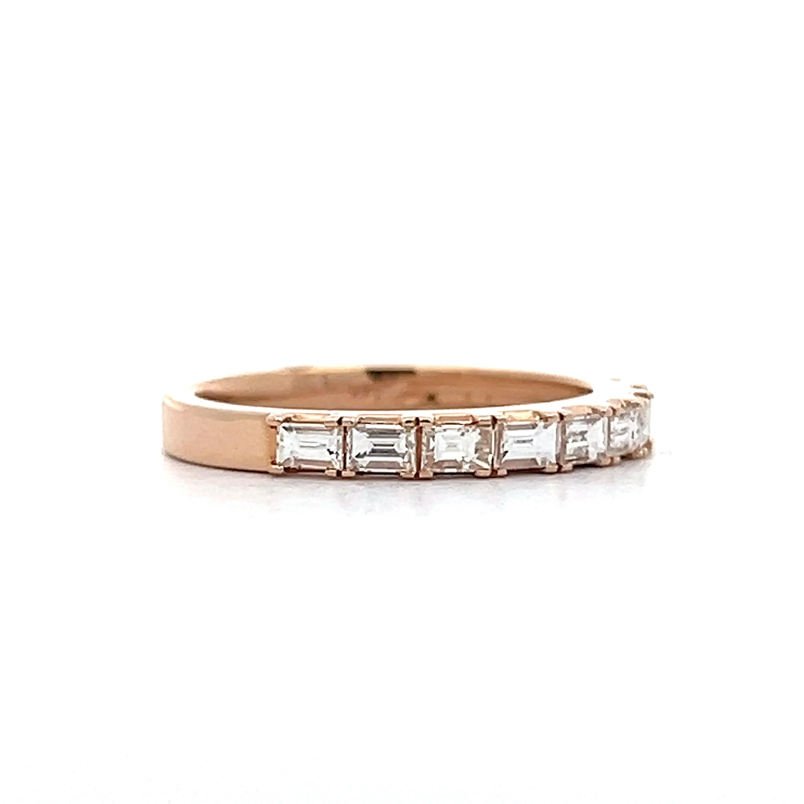 .50 Baguette Diamond Stacking Wedding Band in Rose Gold - Image 3