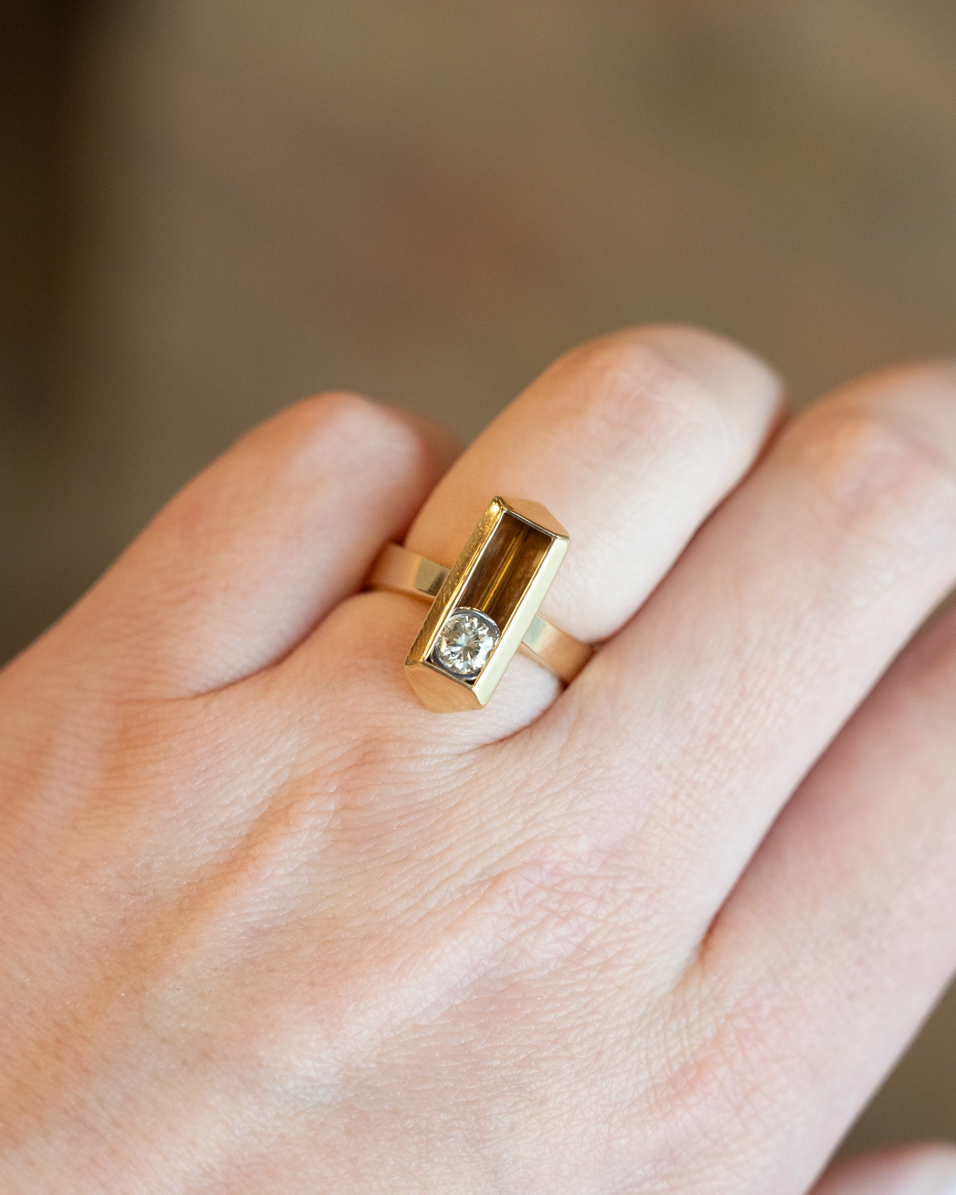 .50 Bezel Diamond Cocktail Ring in 18k Yellow Gold - Image 7