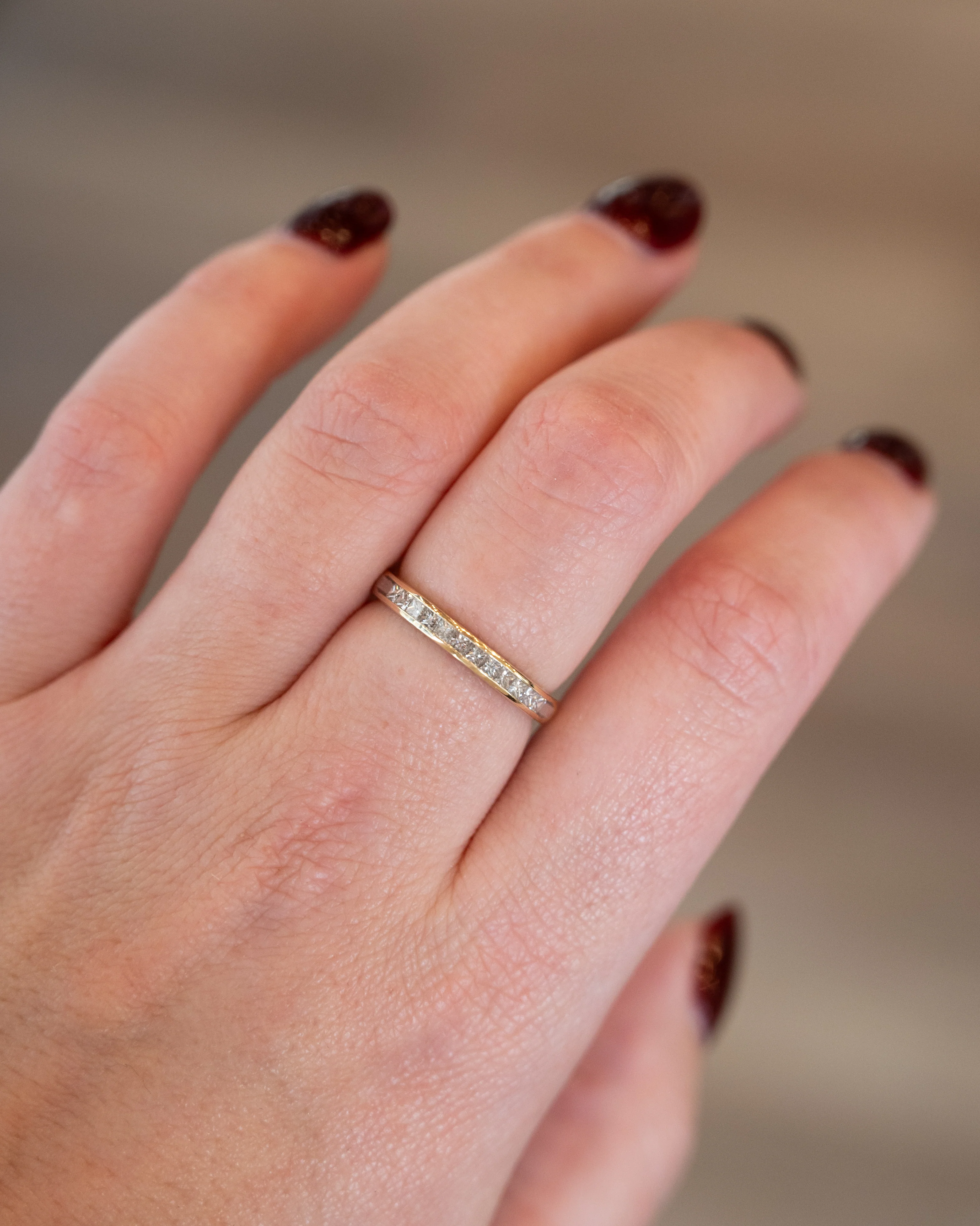 .50 Princess Cut Diamond Wedding Band 14k Yellow Gold - Image 7