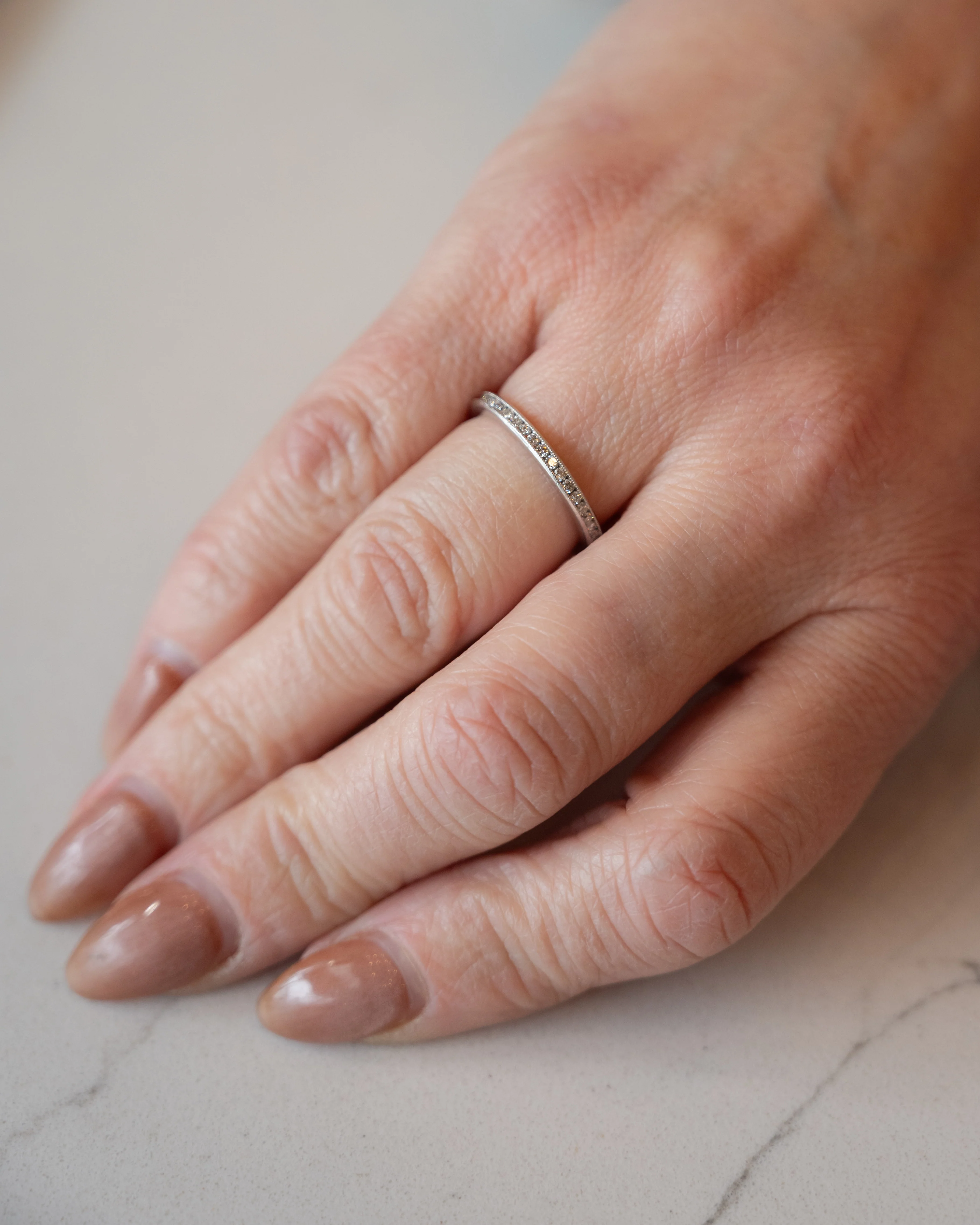 .50 Roud Diamond Milgrain Eternity Band in Platinum - Image 8