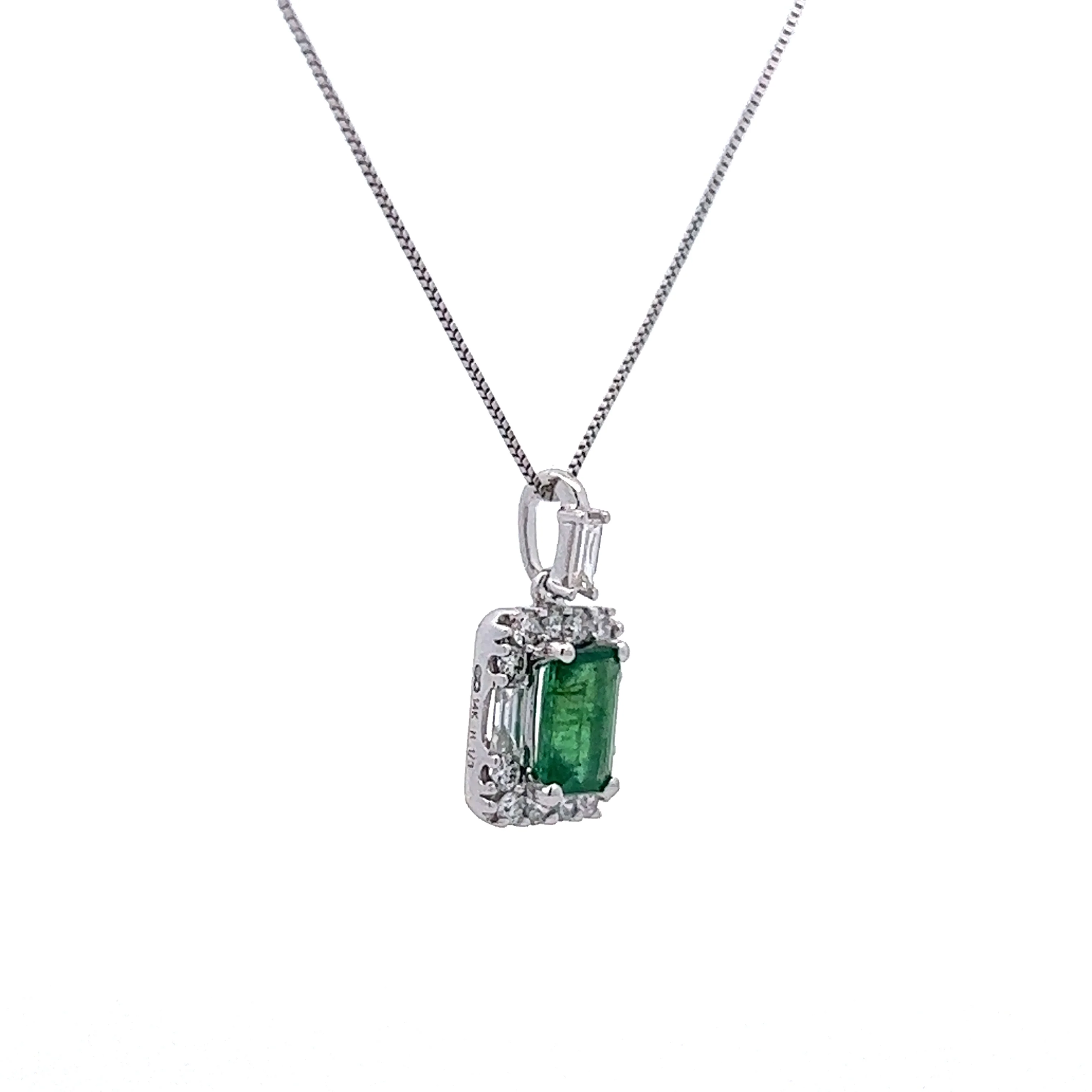 .51 Emerald & Diamond Pendant in 14k White Gold - Image 3