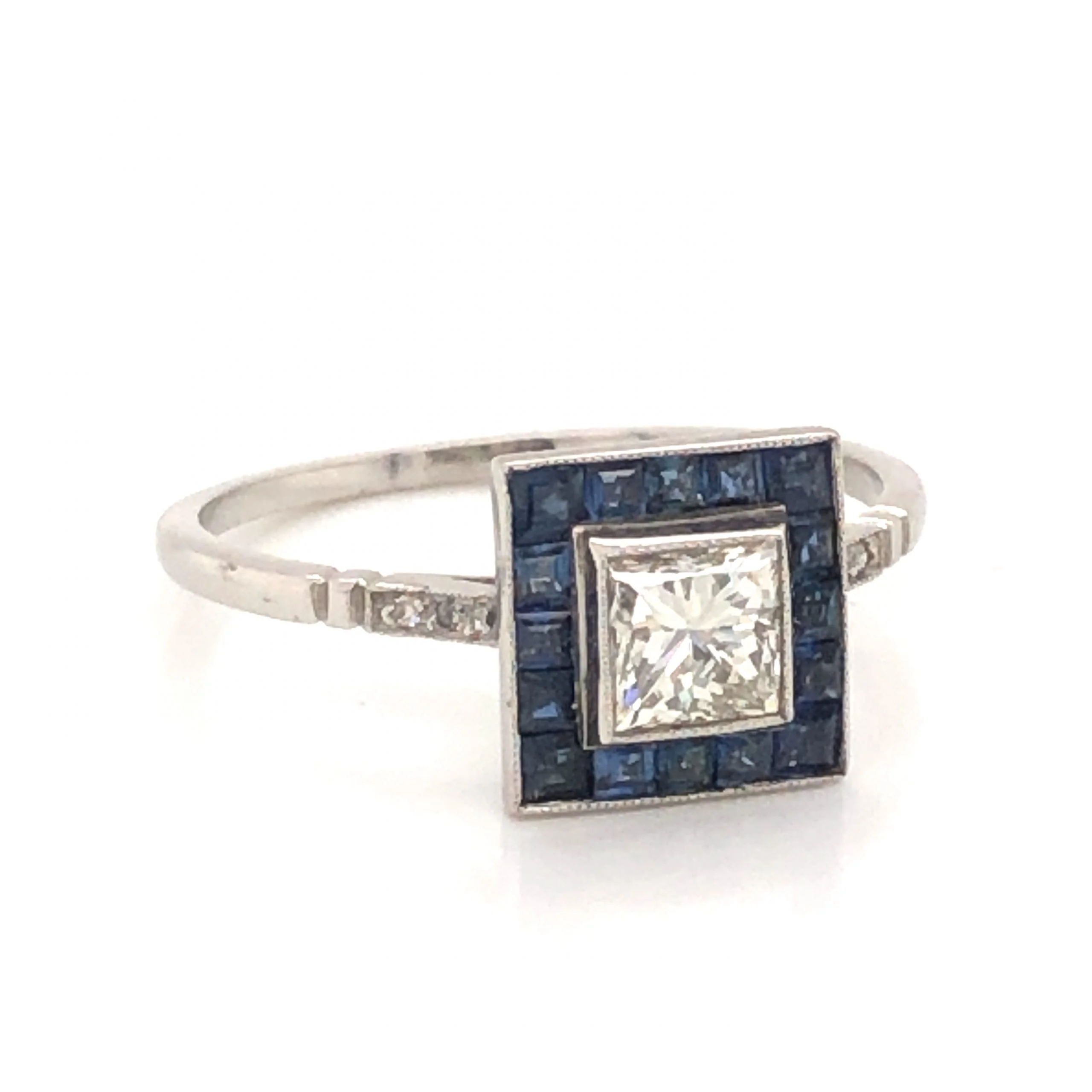 .51 Princess Cut Diamond & Sapphire Ring in Platinum - Image 3