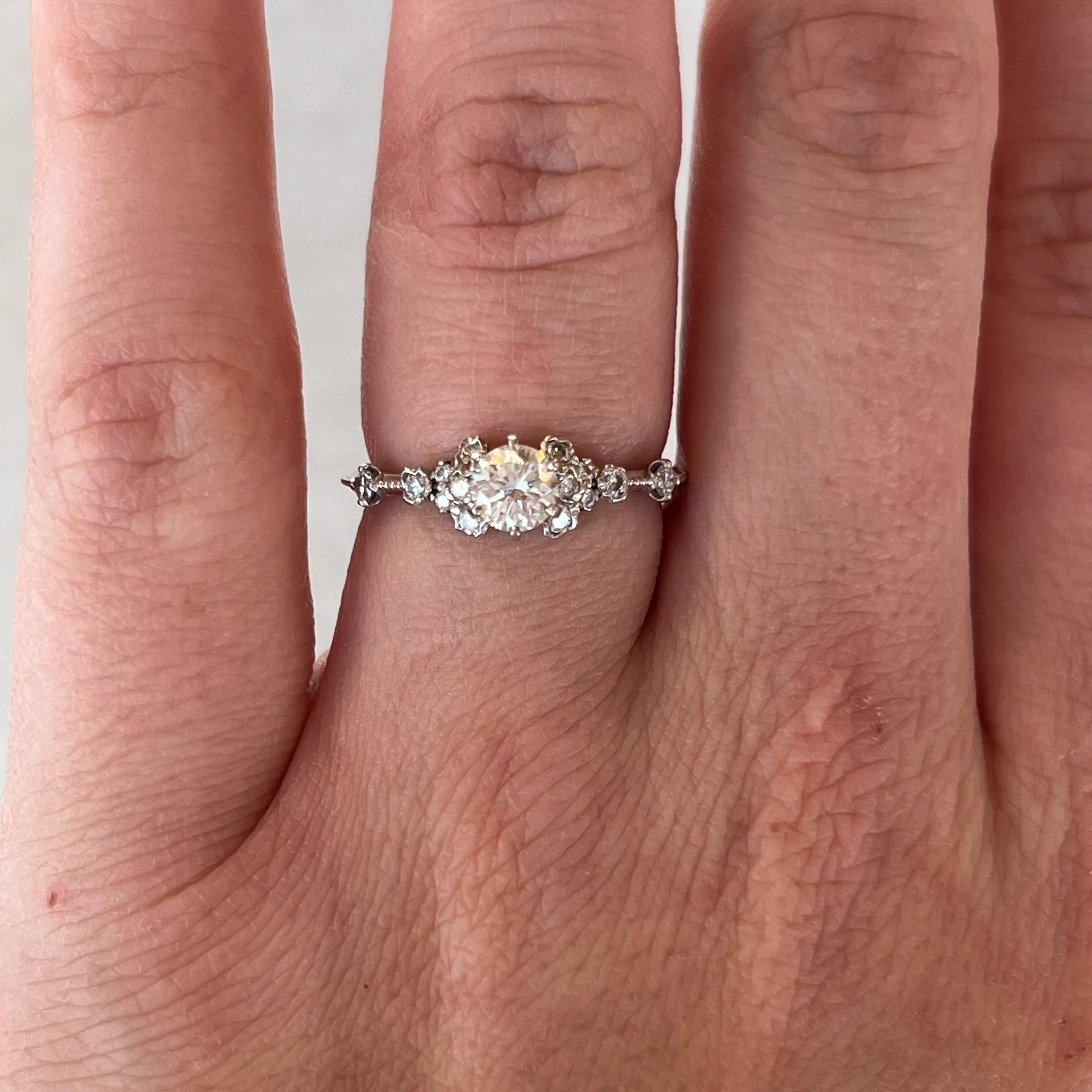 .51 Round Diamond Cluster Engagement Ring in 18k White Gold - Image 6