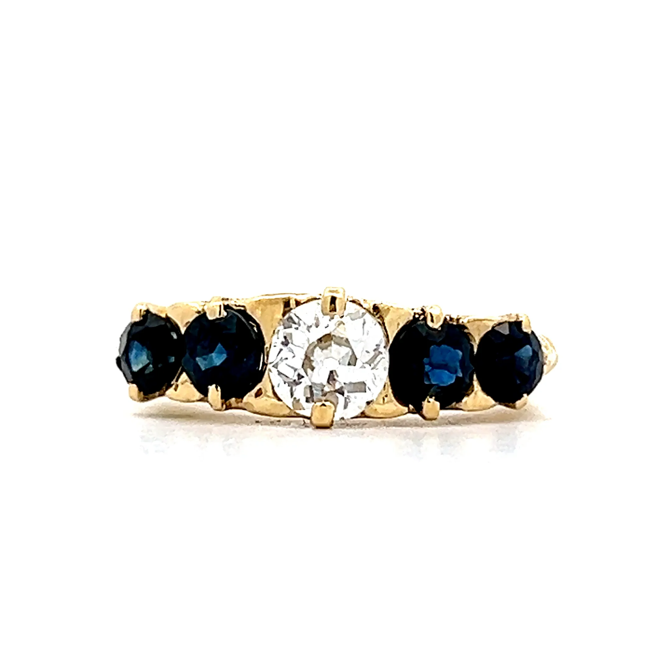 .51 Vintage Euro Diamond & Sapphire Stacking Ring 18k