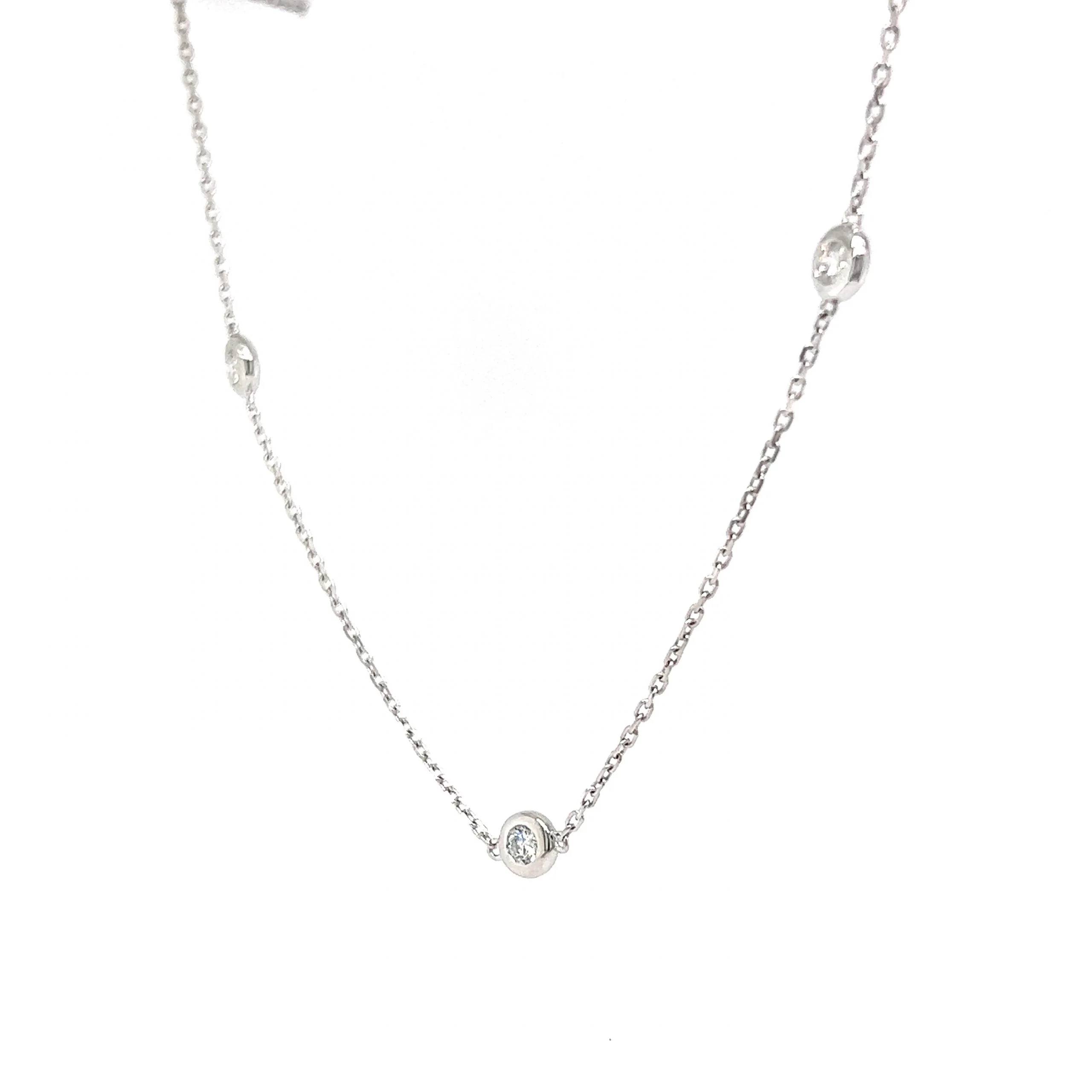 .52 Bezel Set Diamond Necklace in 14k White Gold - Image 2