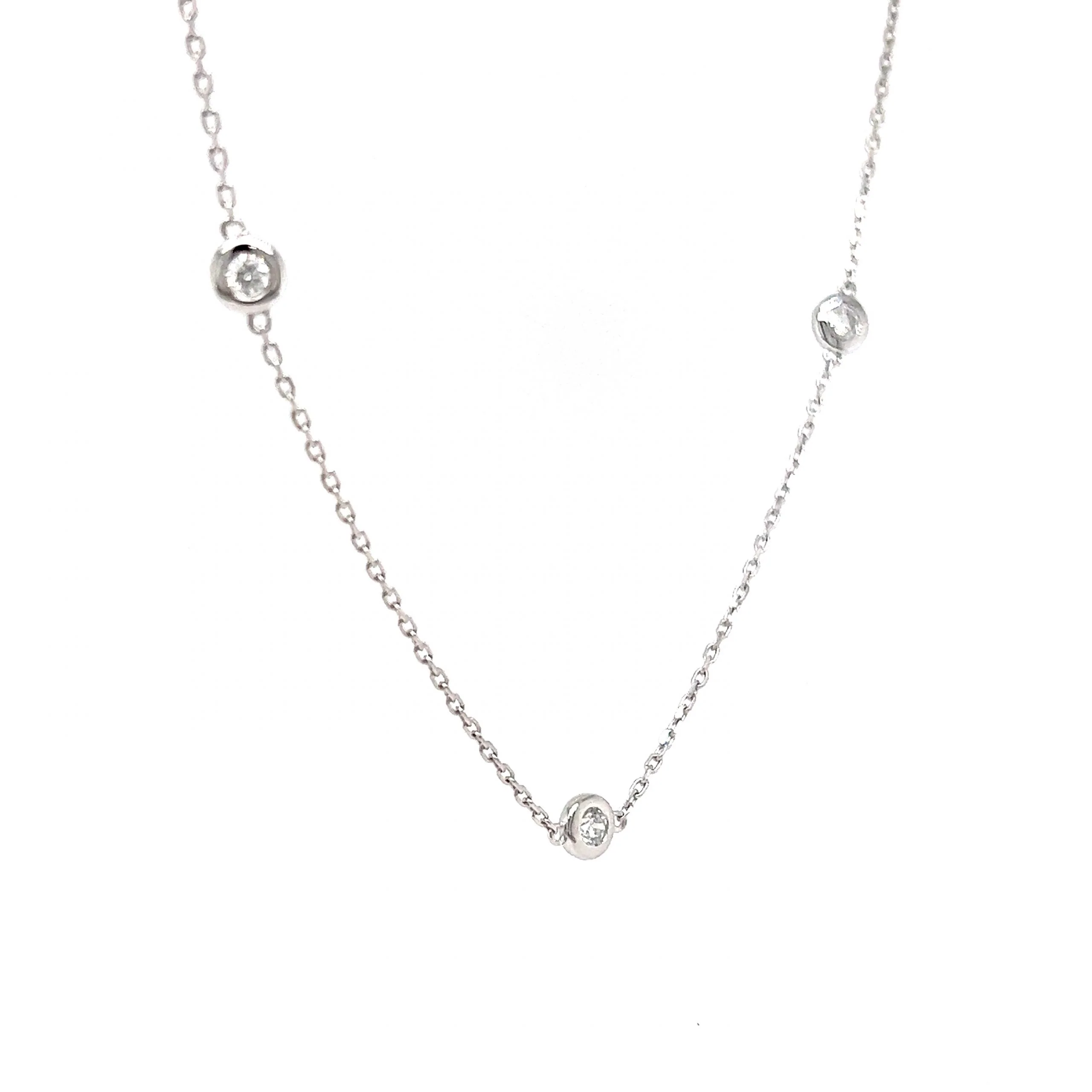 .52 Bezel Set Diamond Necklace in 14k White Gold - Image 3