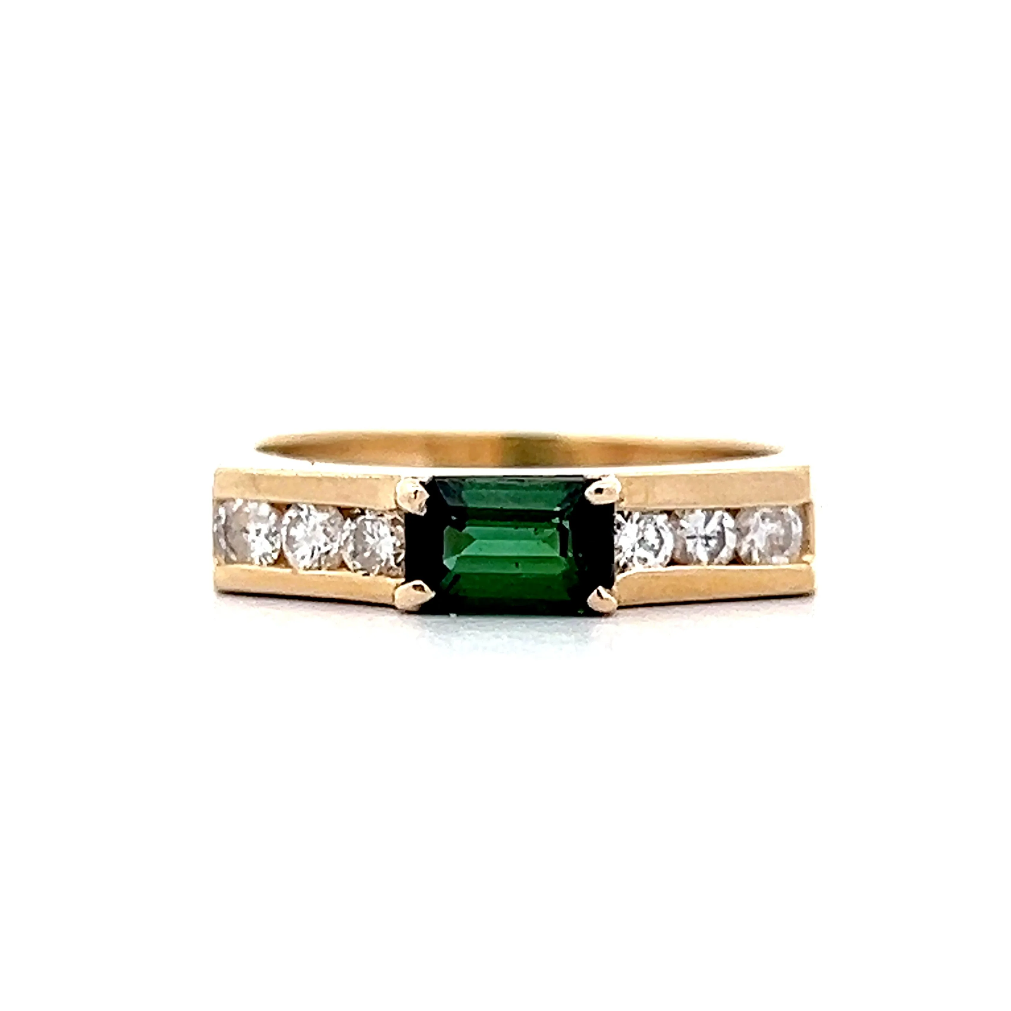 .52 Emerald Cut Tourmaline & Diamond Ring in 18k