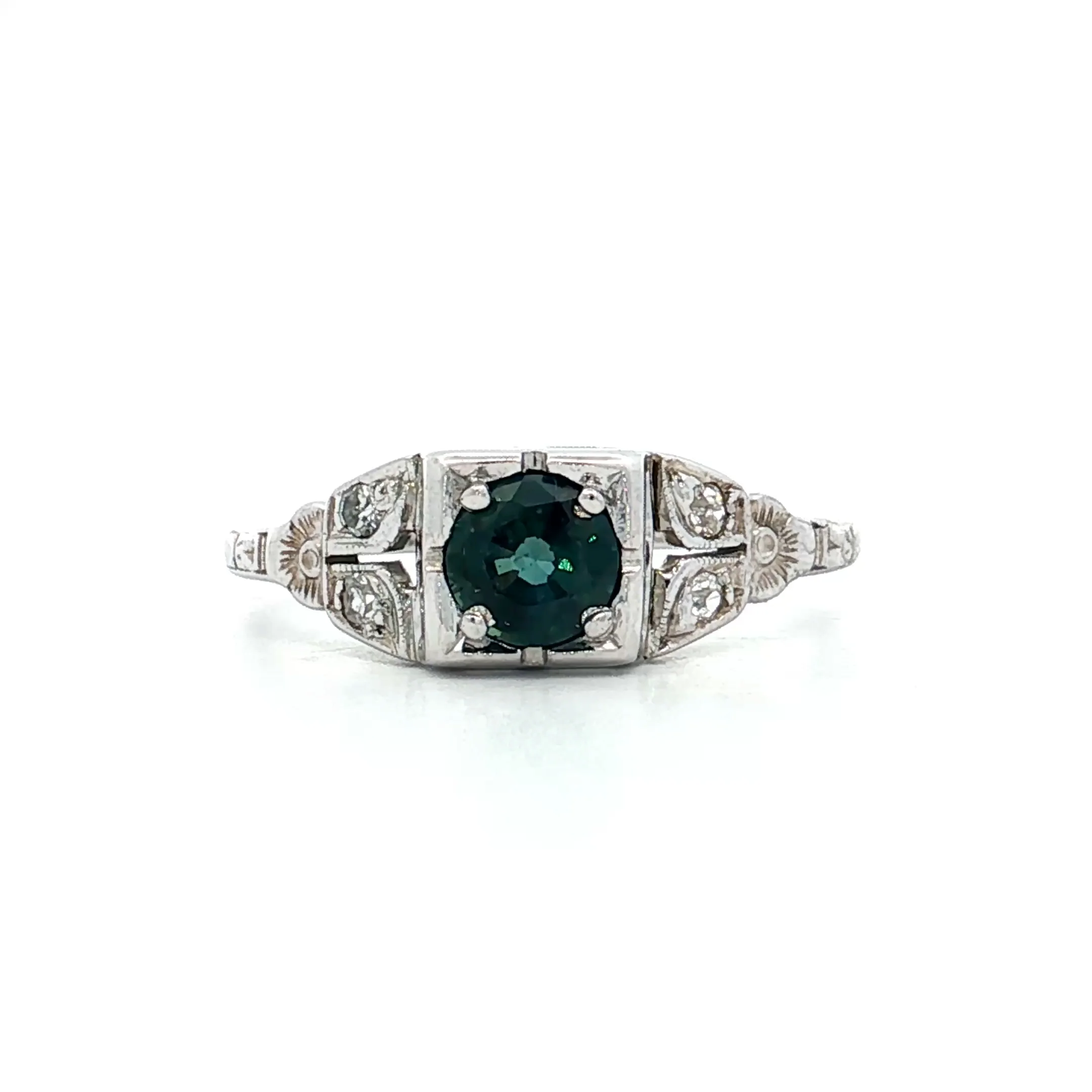 .52 Vintage Art Deco Sapphire Engagement Ring 18k