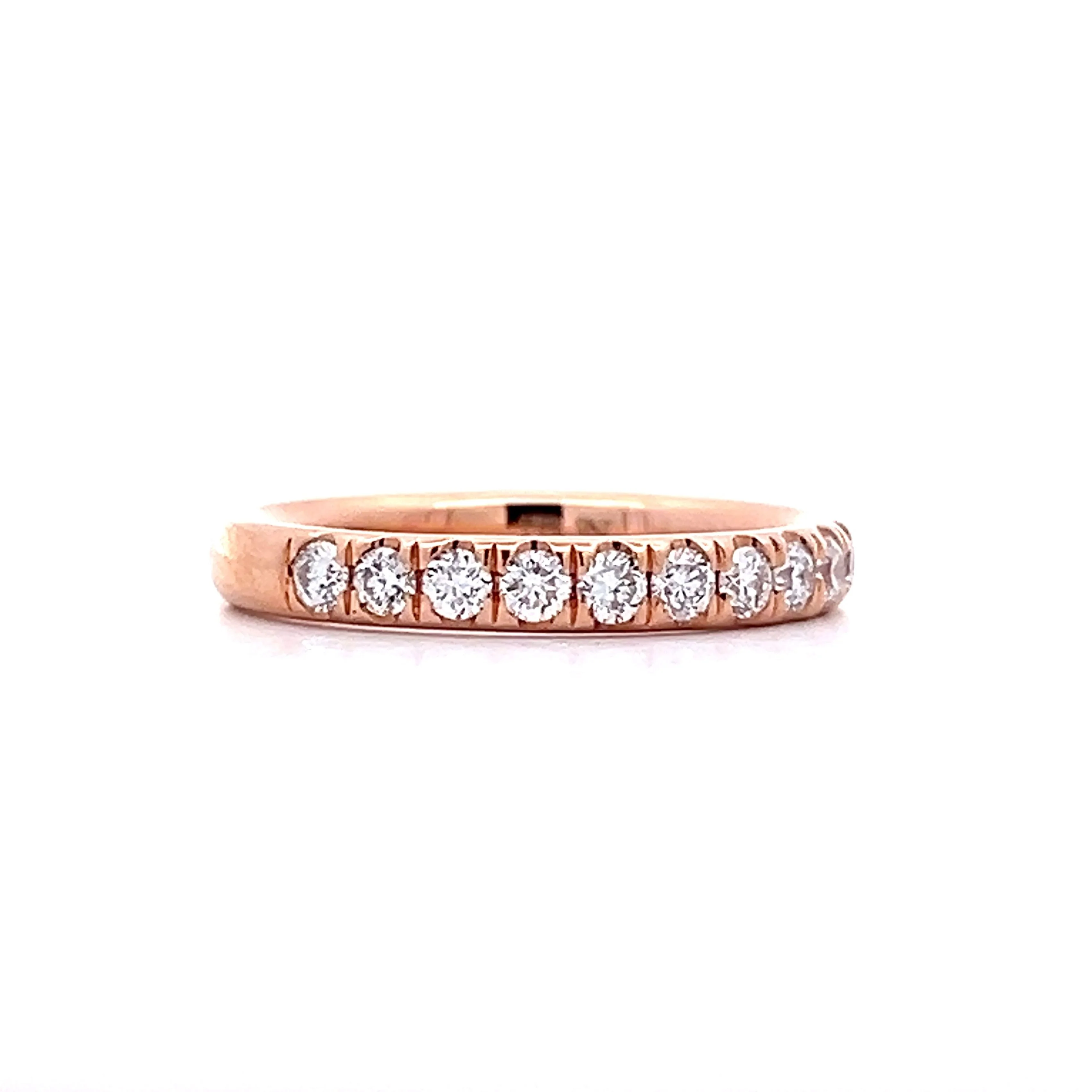 .53 French Set Diamond Wedding Band in 14k Rose Gold - Image 3