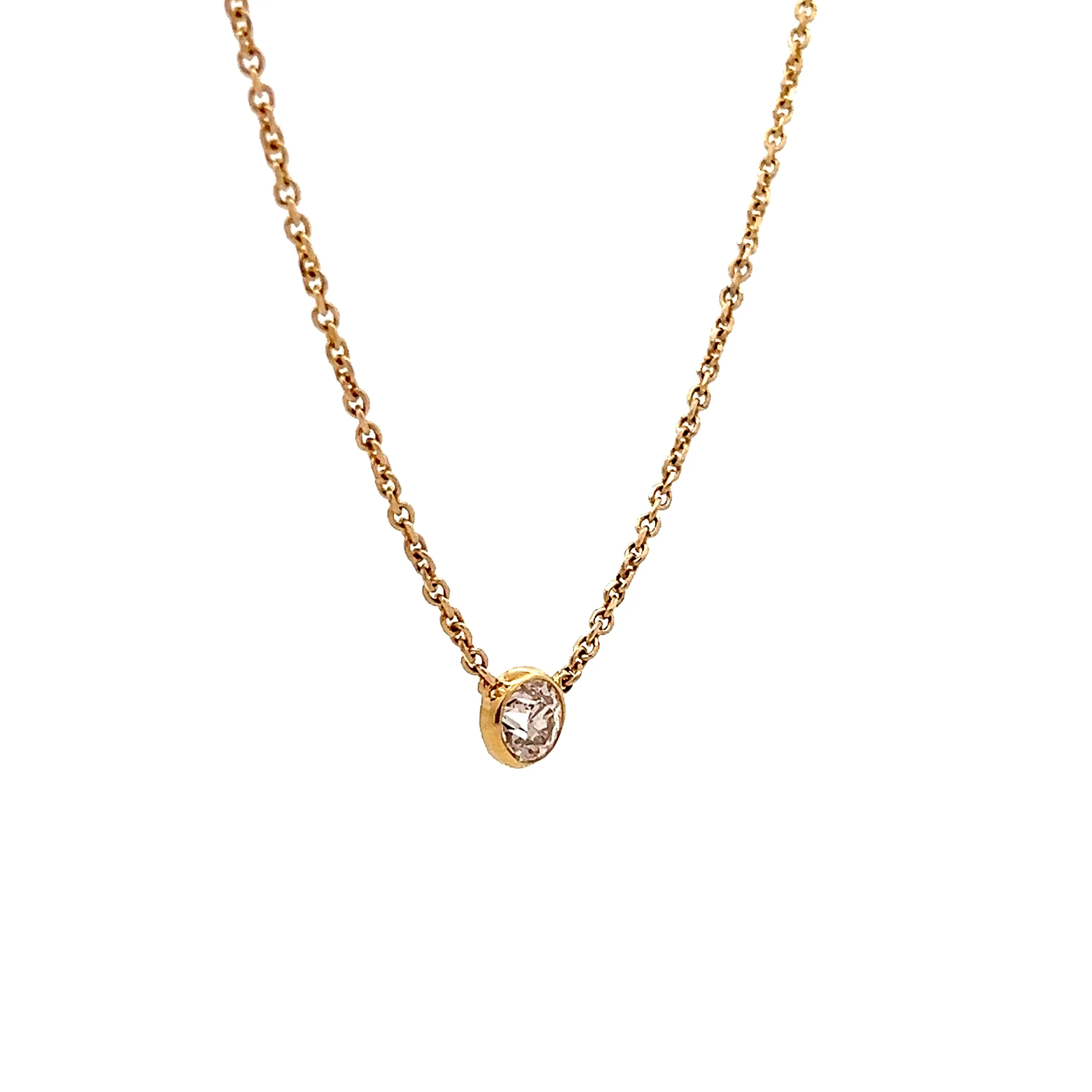 .53 Old Euro Diamond Pendant Necklace in 14k - Image 3