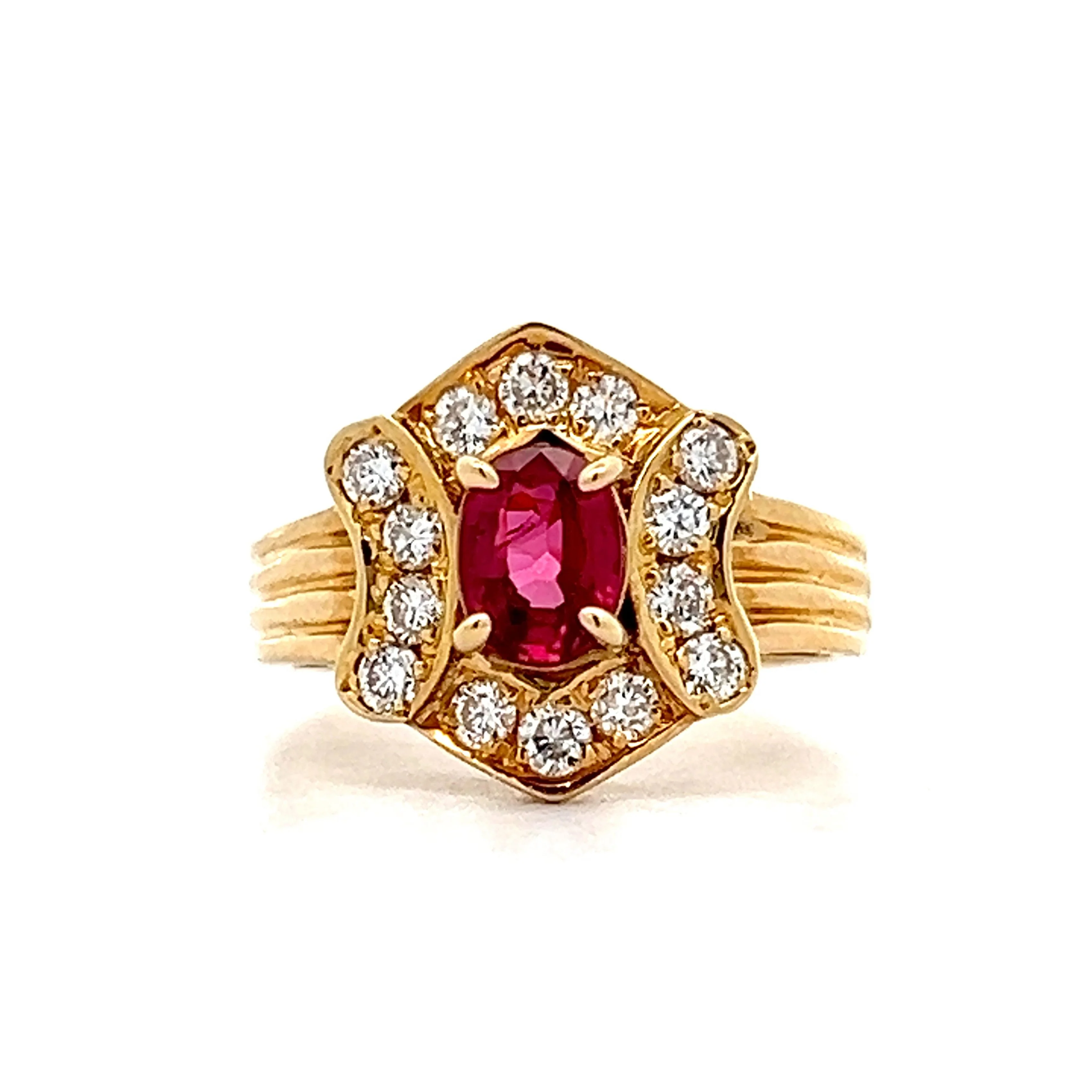 .53 Oval Ruby & Diamond Cocktail Ring in 18k