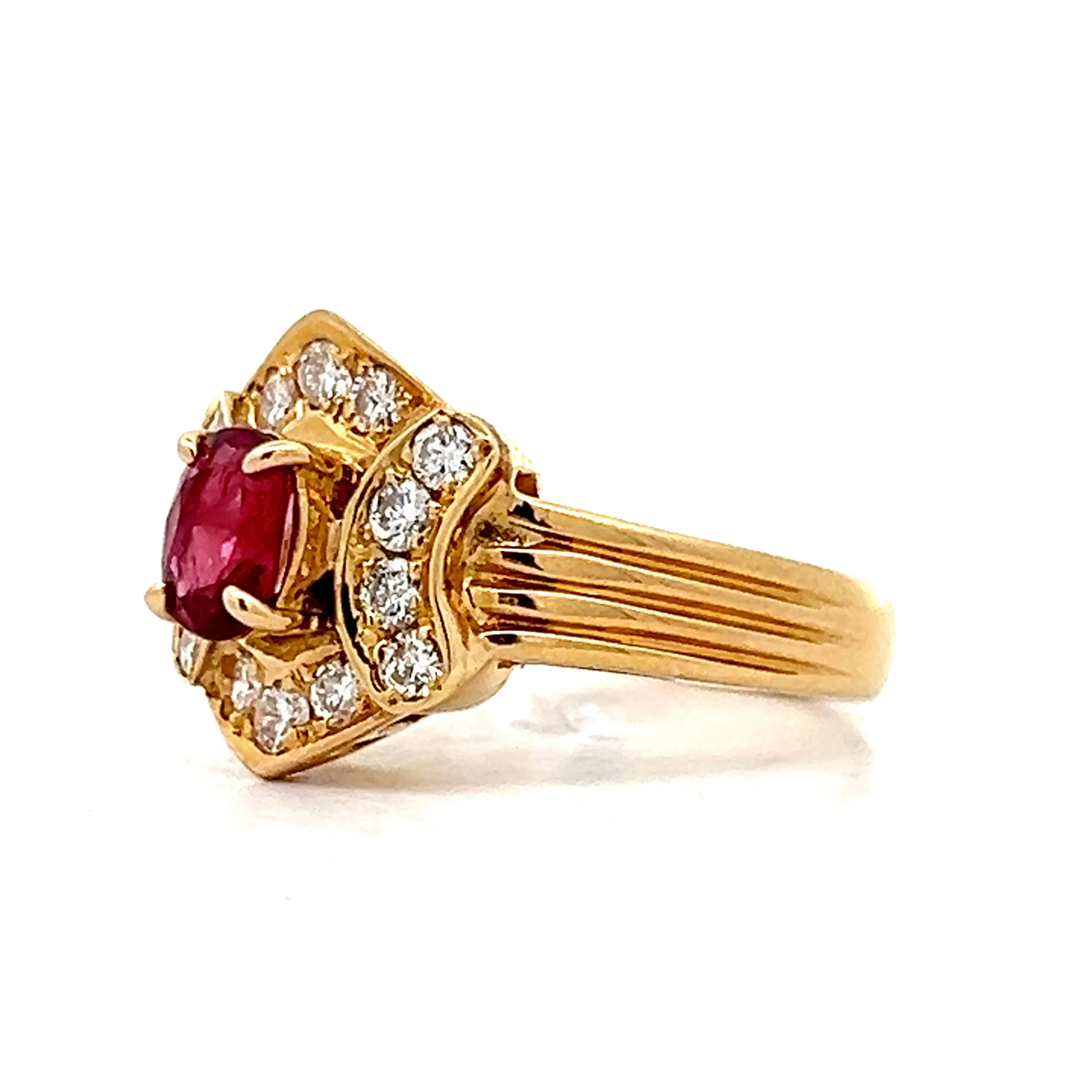 .53 Oval Ruby & Diamond Cocktail Ring in 18k - Image 2