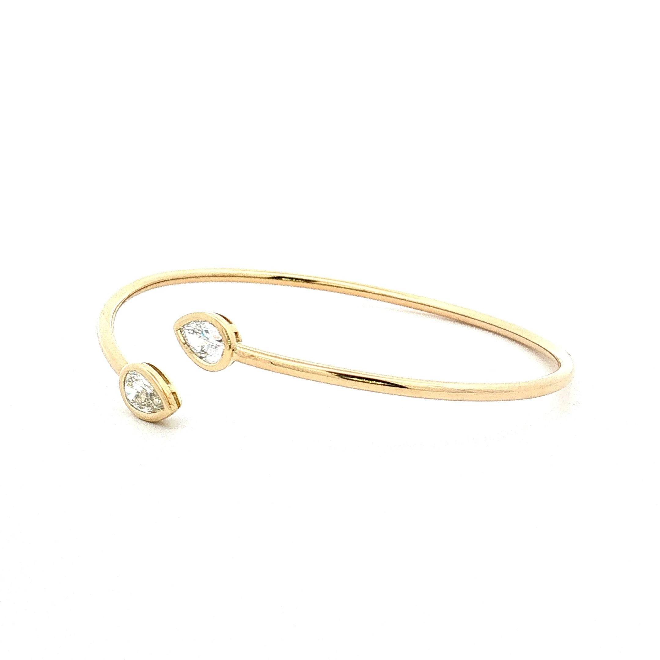 .54 Pear Diamond Bangle Bracelet 18k Yellow Gold - Image 2