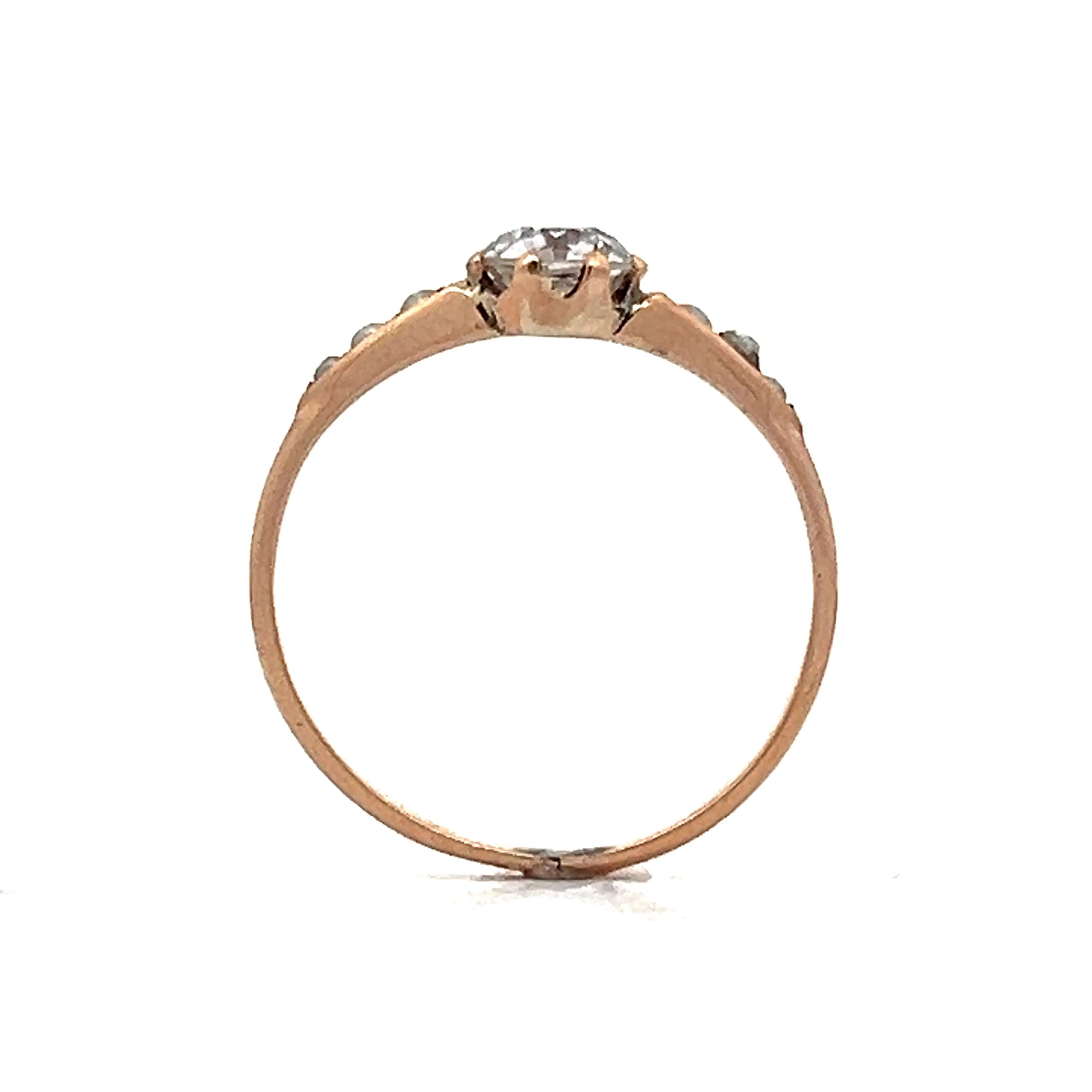 .54 Antique Diamond & Seed Pearl Ring in Rose Gold - Image 4