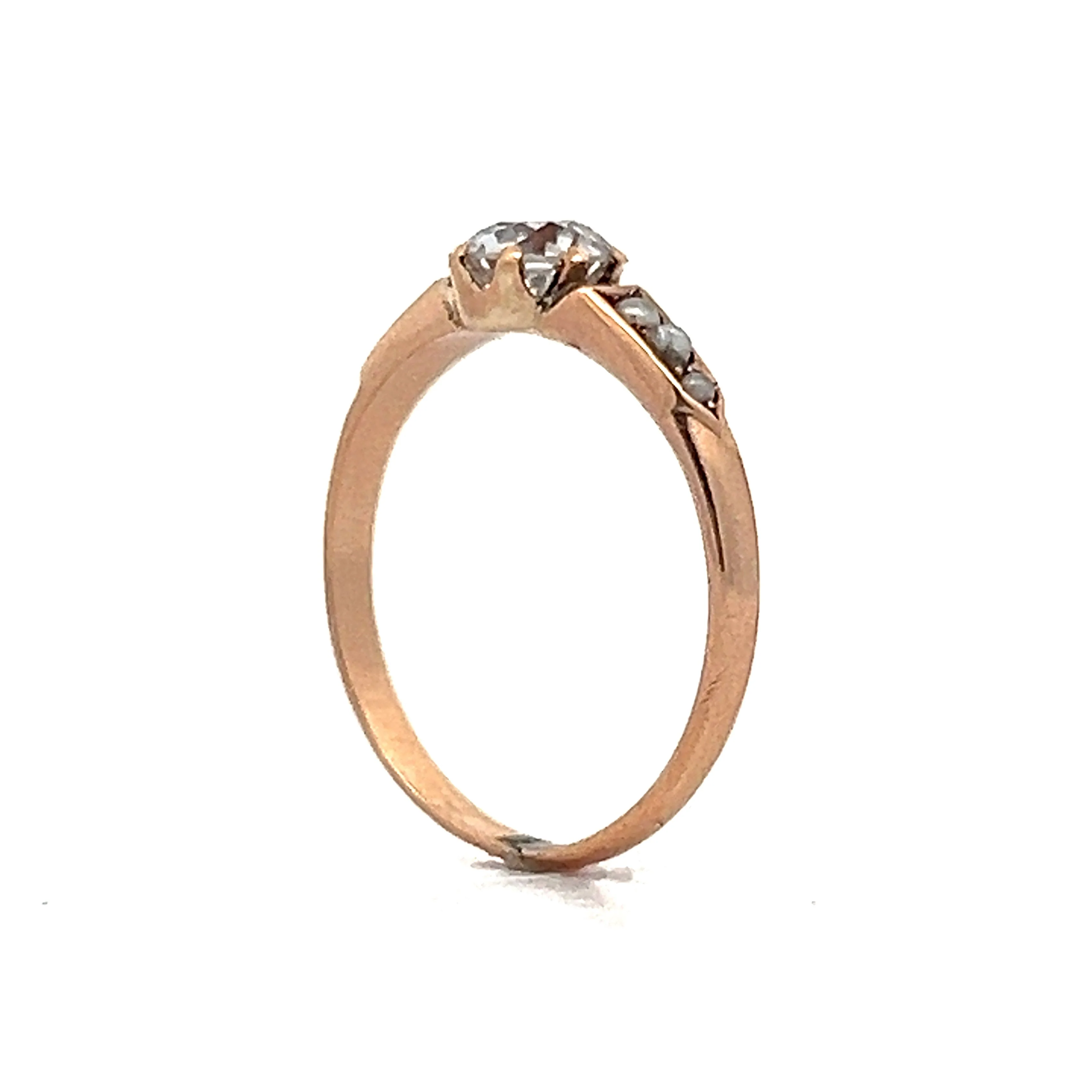.54 Antique Diamond & Seed Pearl Ring in Rose Gold - Image 5