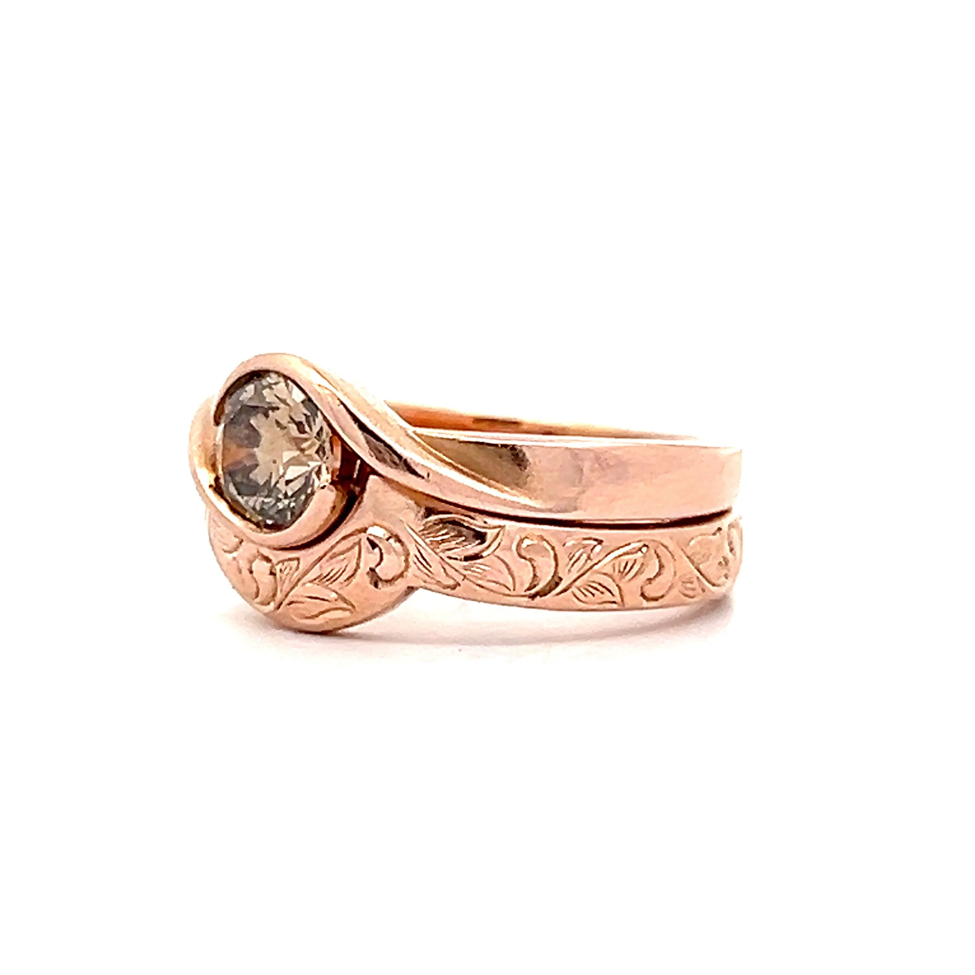 .55 Bezel Cognac Diamond Engagement Ring in Rose Gold - Image 2