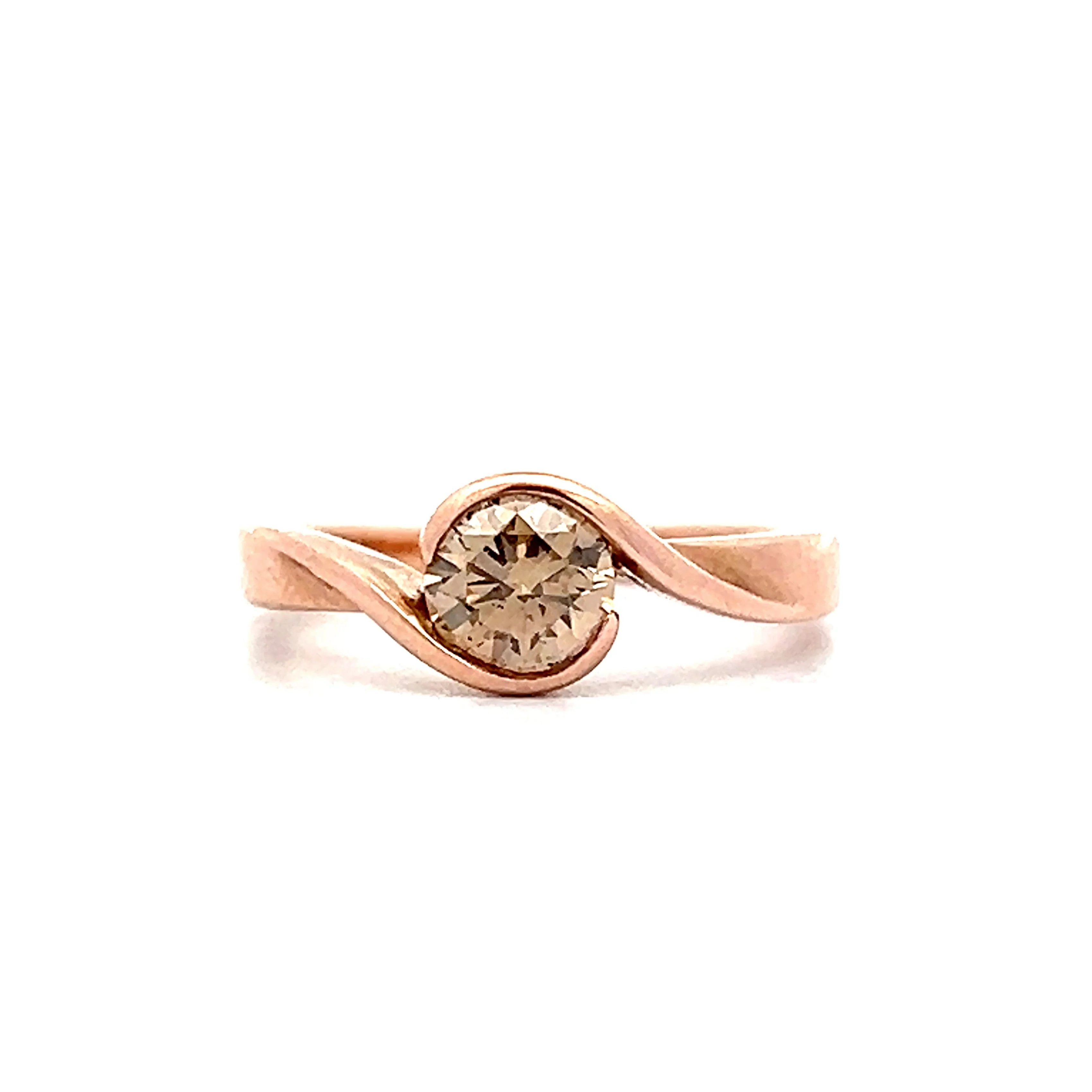 .55 Bezel Cognac Diamond Engagement Ring in Rose Gold - Image 4
