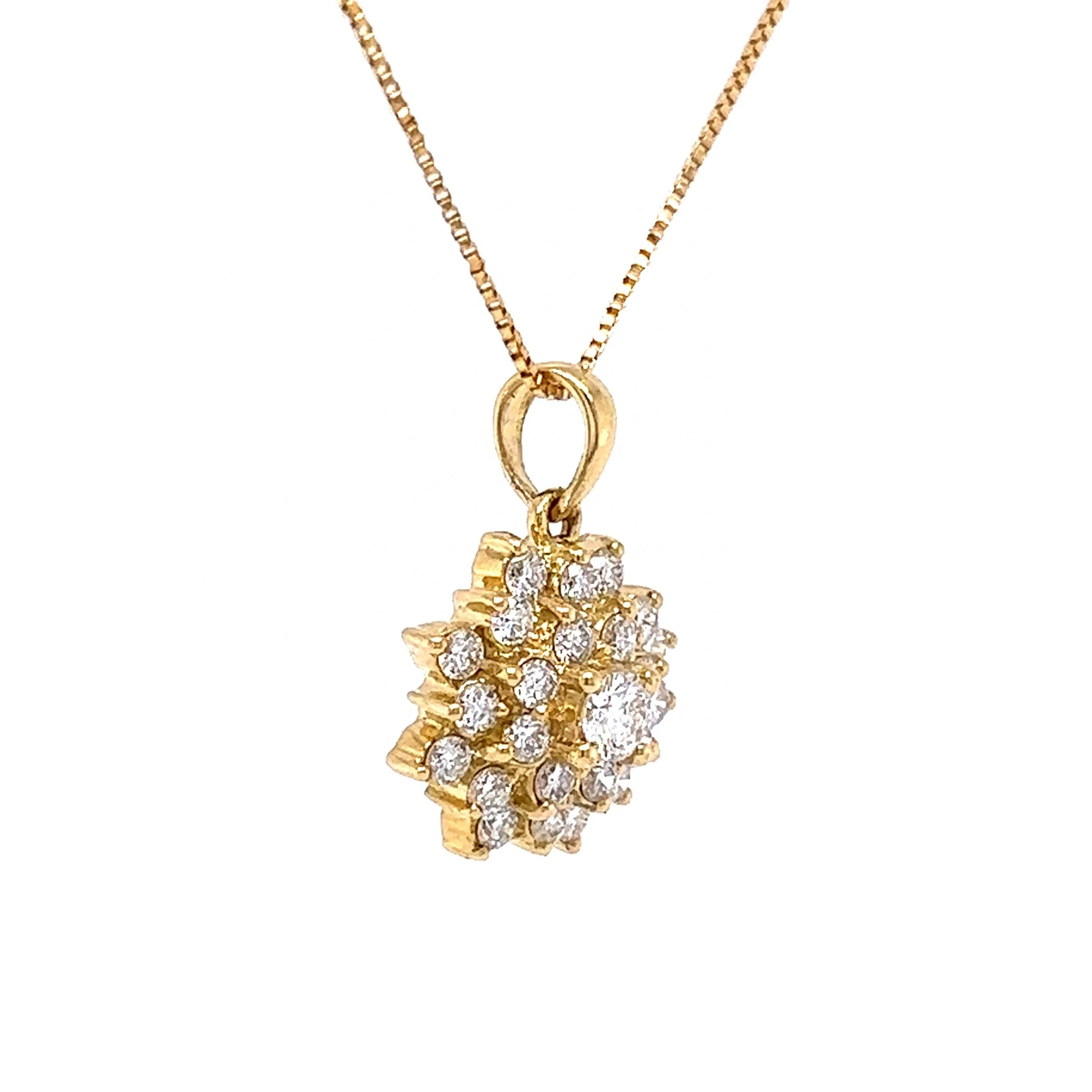 .55 Diamond Cluster Pendant Necklace in 18k Yellow Gold - Image 3