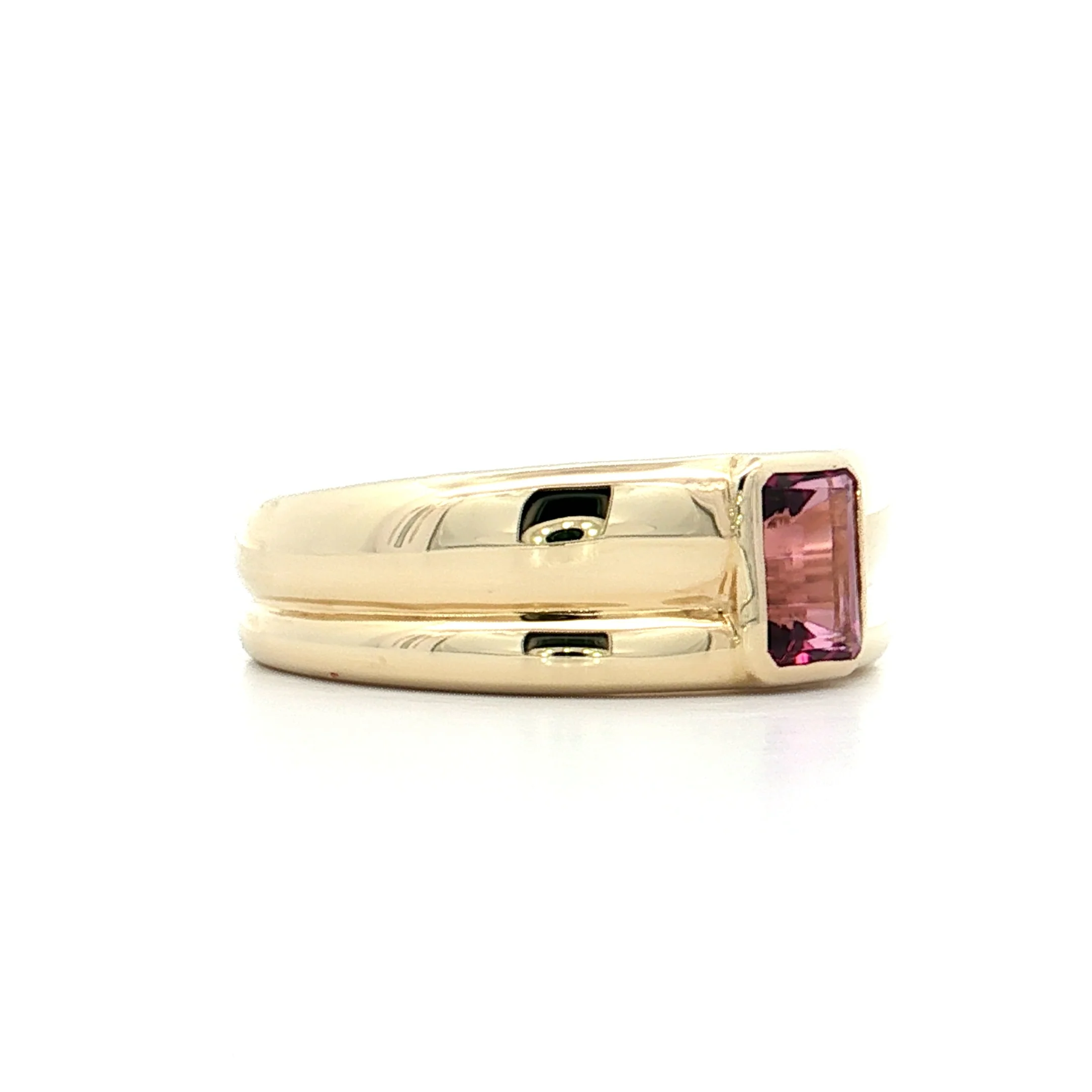 .55 Emerald Cut Pink Tourmaline Stacking Ring 14k - Image 3