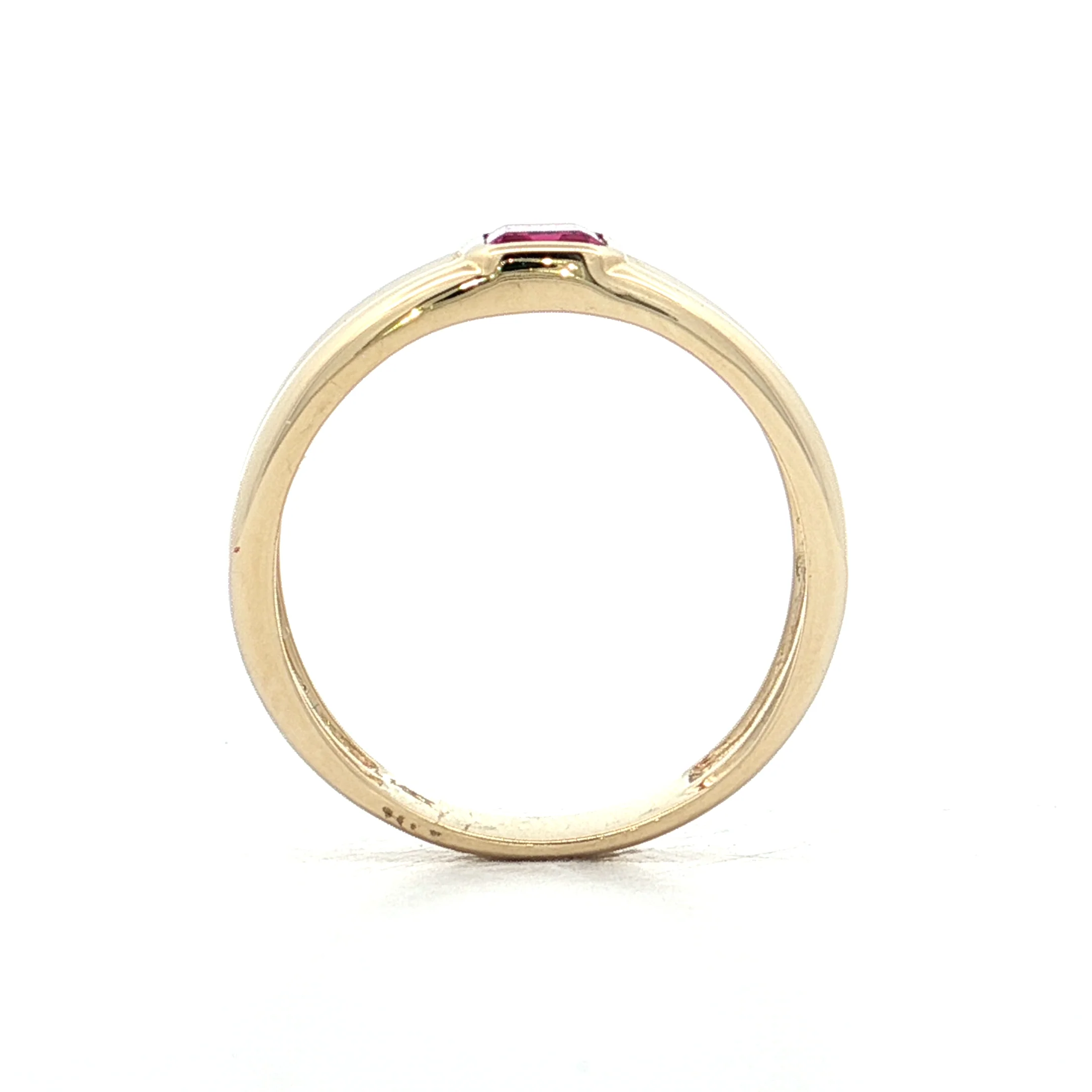 .55 Emerald Cut Pink Tourmaline Stacking Ring 14k - Image 4