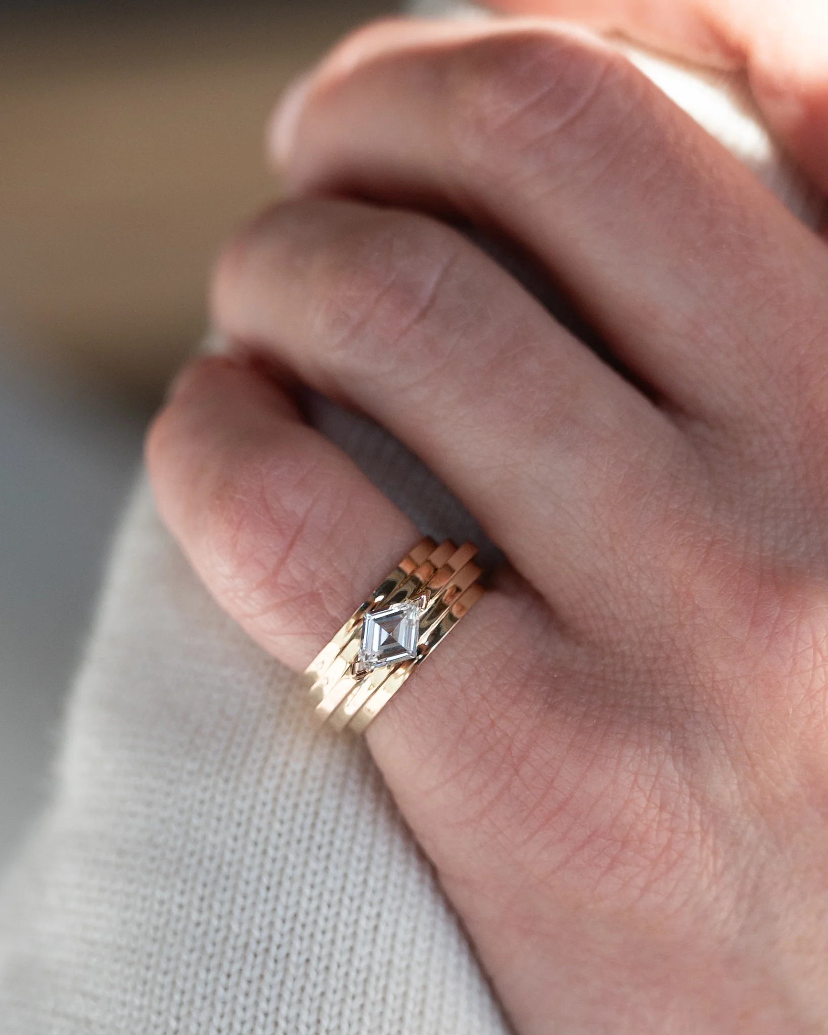 .55 Lozenge East-West Diamond Engagement Ring 14k - Image 7