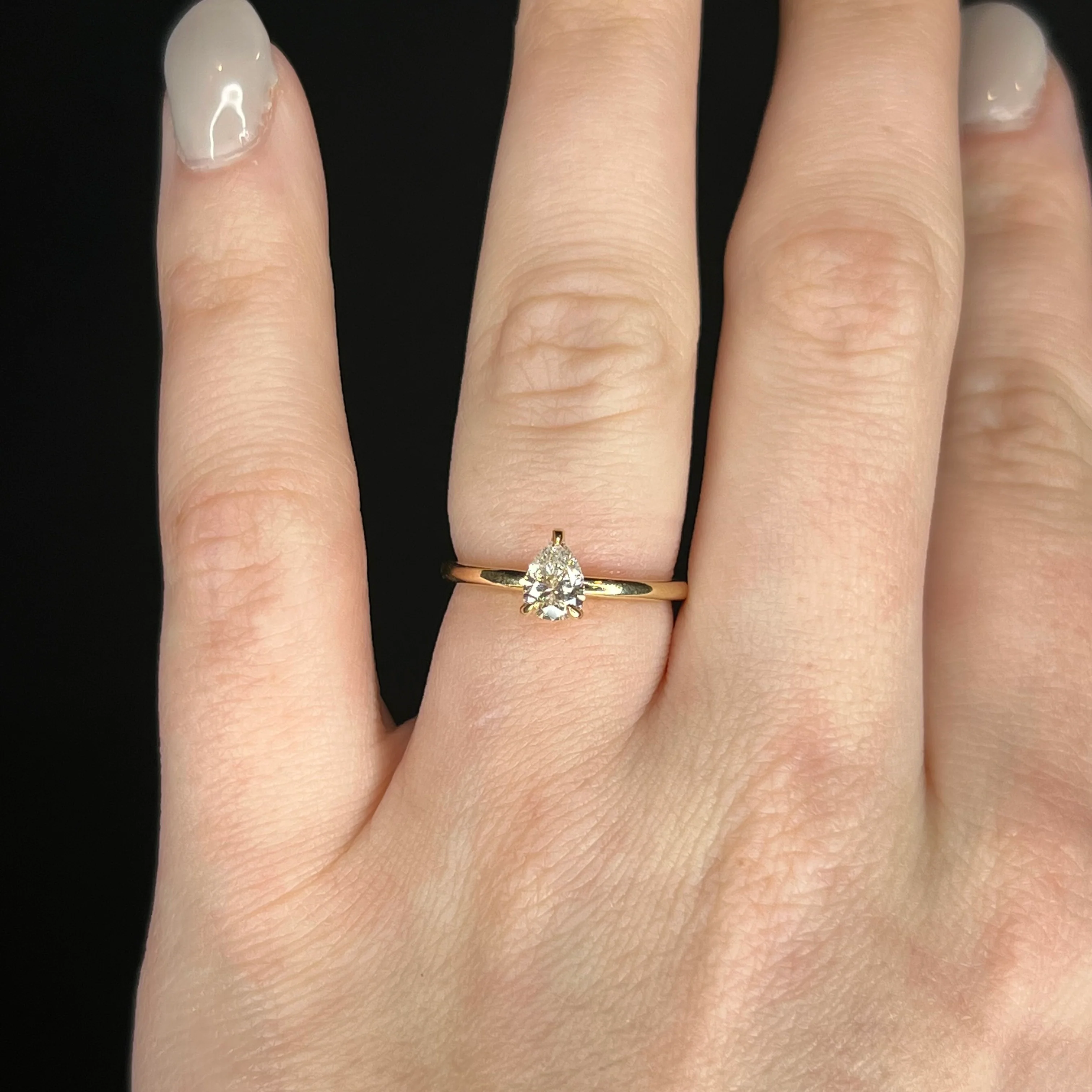.55 Pear Cut Solitaire Diamond Engagement Ring in 14k - Image 6